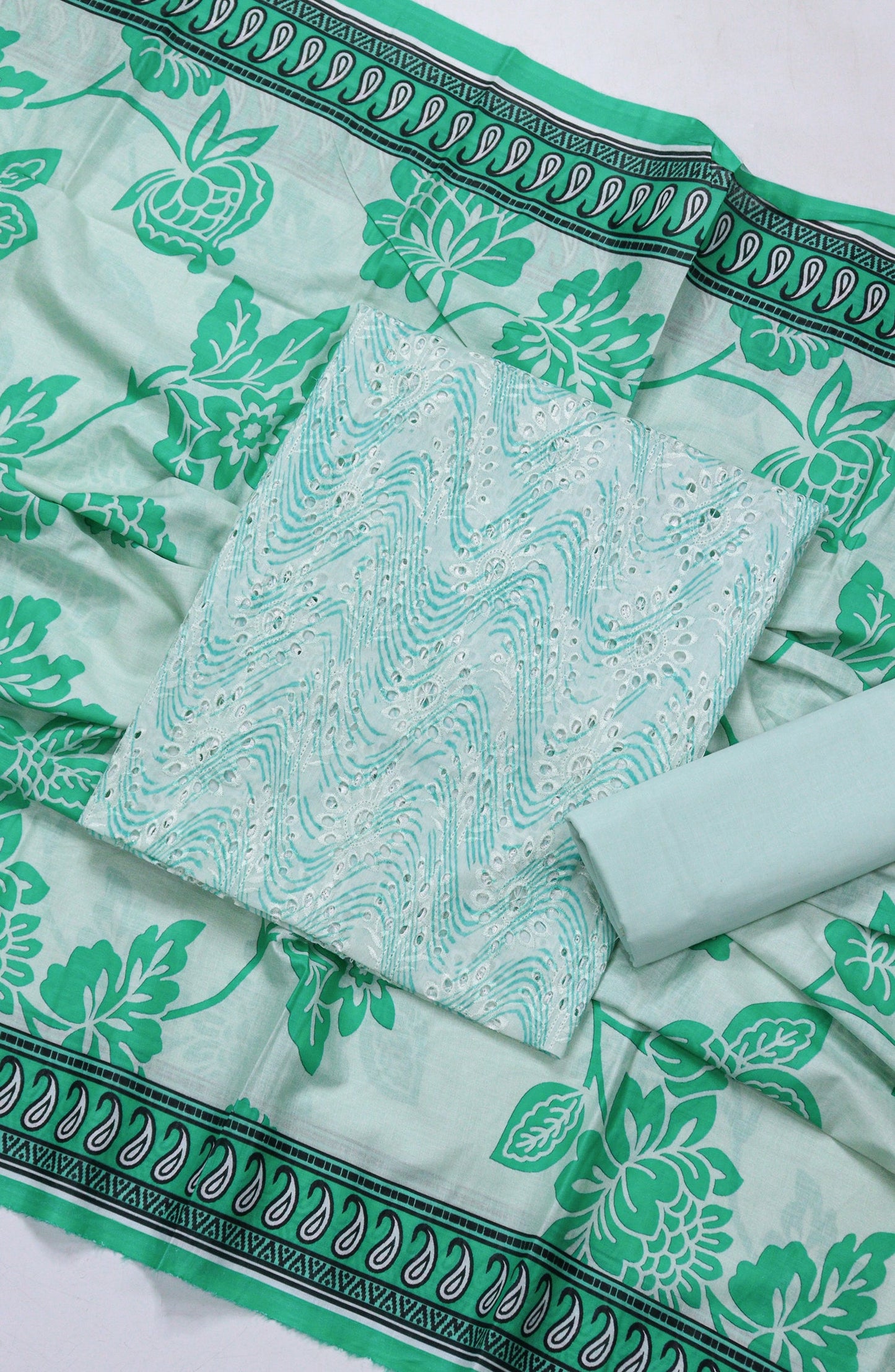Amna Khadija Fancy Embroidered Lawn Unstitched 3 Piece Suit - D-05 - AM26FNC - Sea Green - Summer Collection