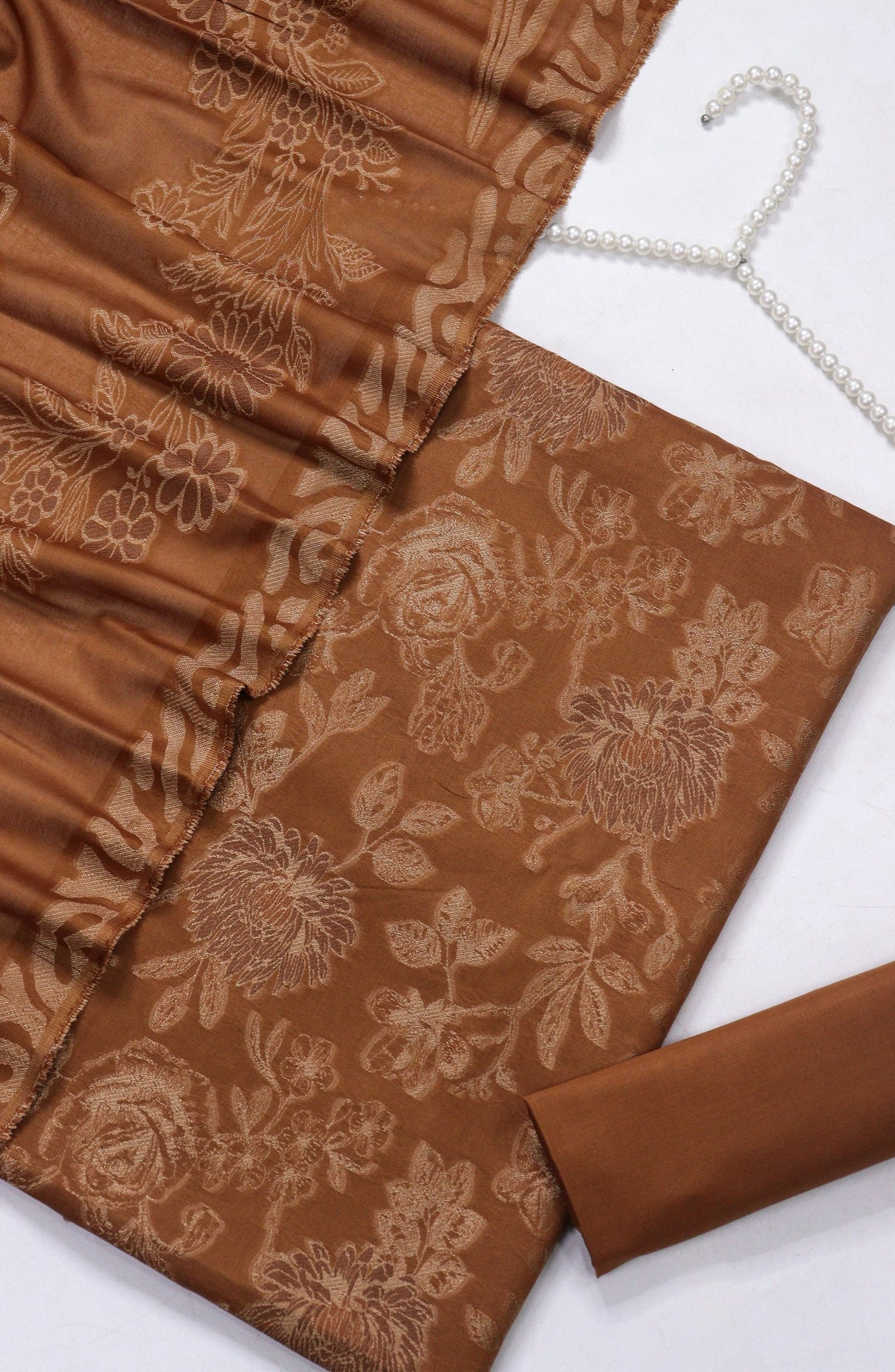 Amna Khadija Fancy Broshia Lawn Unstitched 3 Piece Suit - D-01 - AM26FNC - Brown - Summer Collection