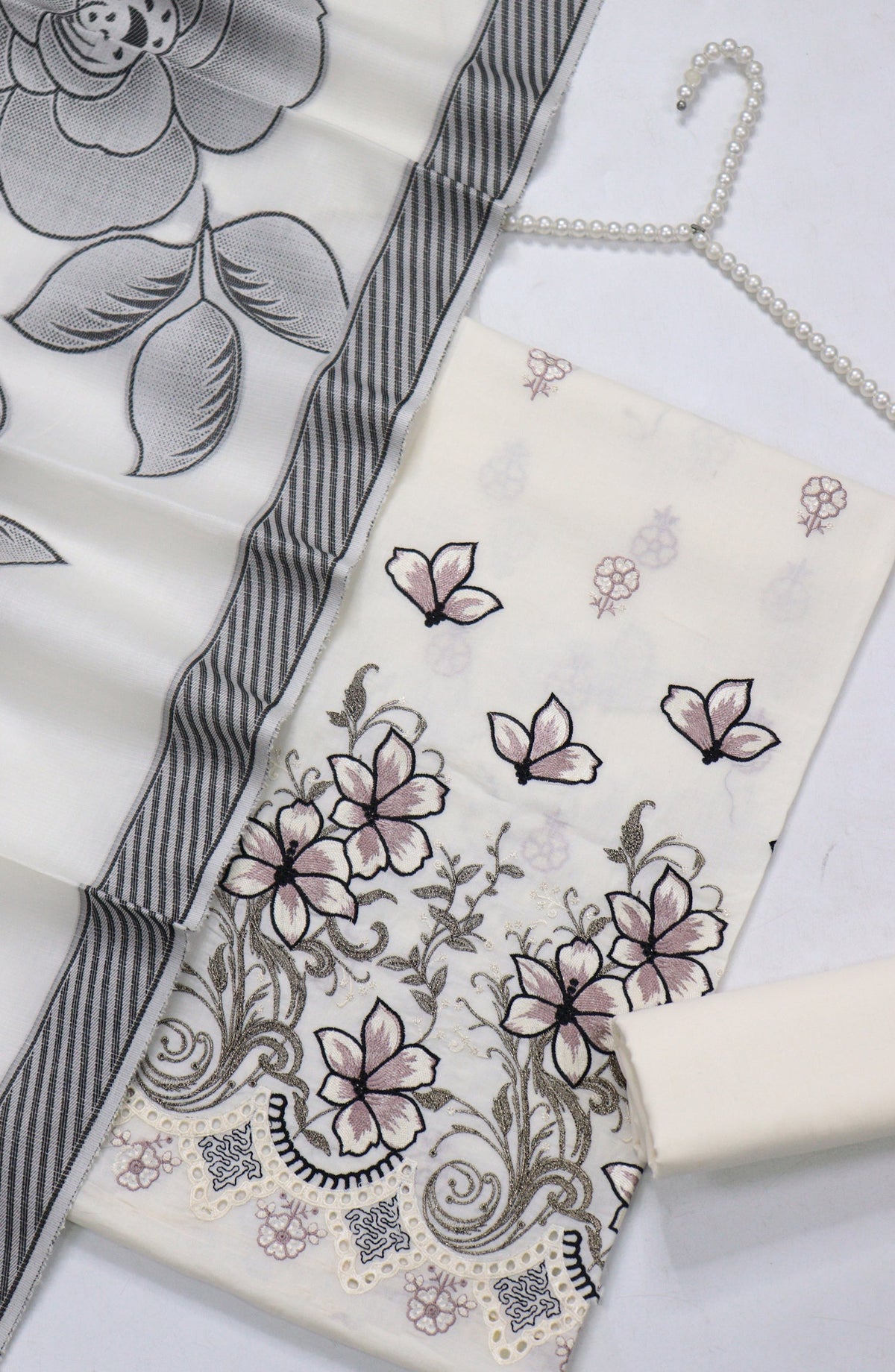 Amna Khadija Fancy Embroidered Chikankari Unstitched 3 Piece Suit - SBD-03 - AM26FNC - White - Summer Collection
