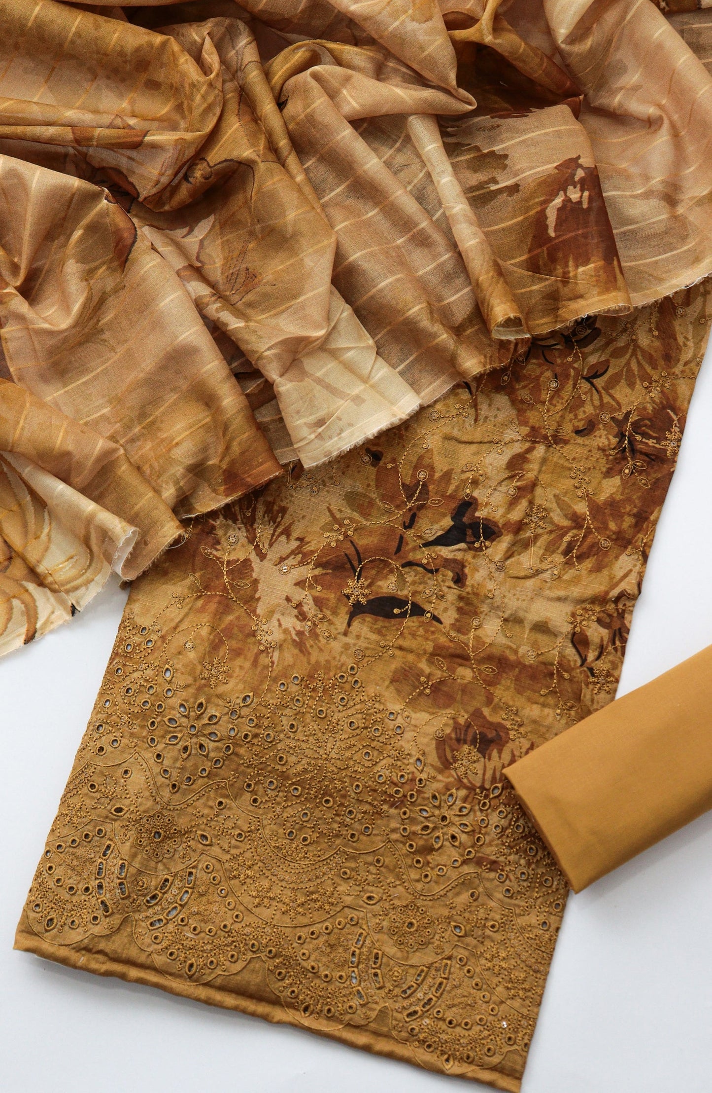 Amna Khadija Fancy Embroidered Lawn Unstitched 3 Piece Suit - DRC-05 - AM26FNC - Mustard - Summer Collection