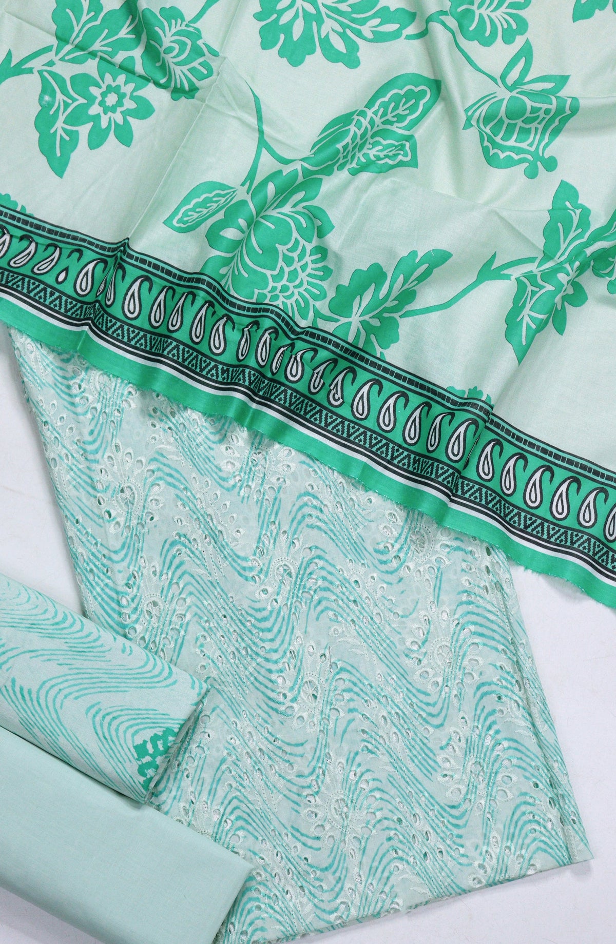 Amna Khadija Fancy Embroidered Lawn Unstitched 3 Piece Suit - D-05 - AM26FNC - Sea Green - Summer Collection