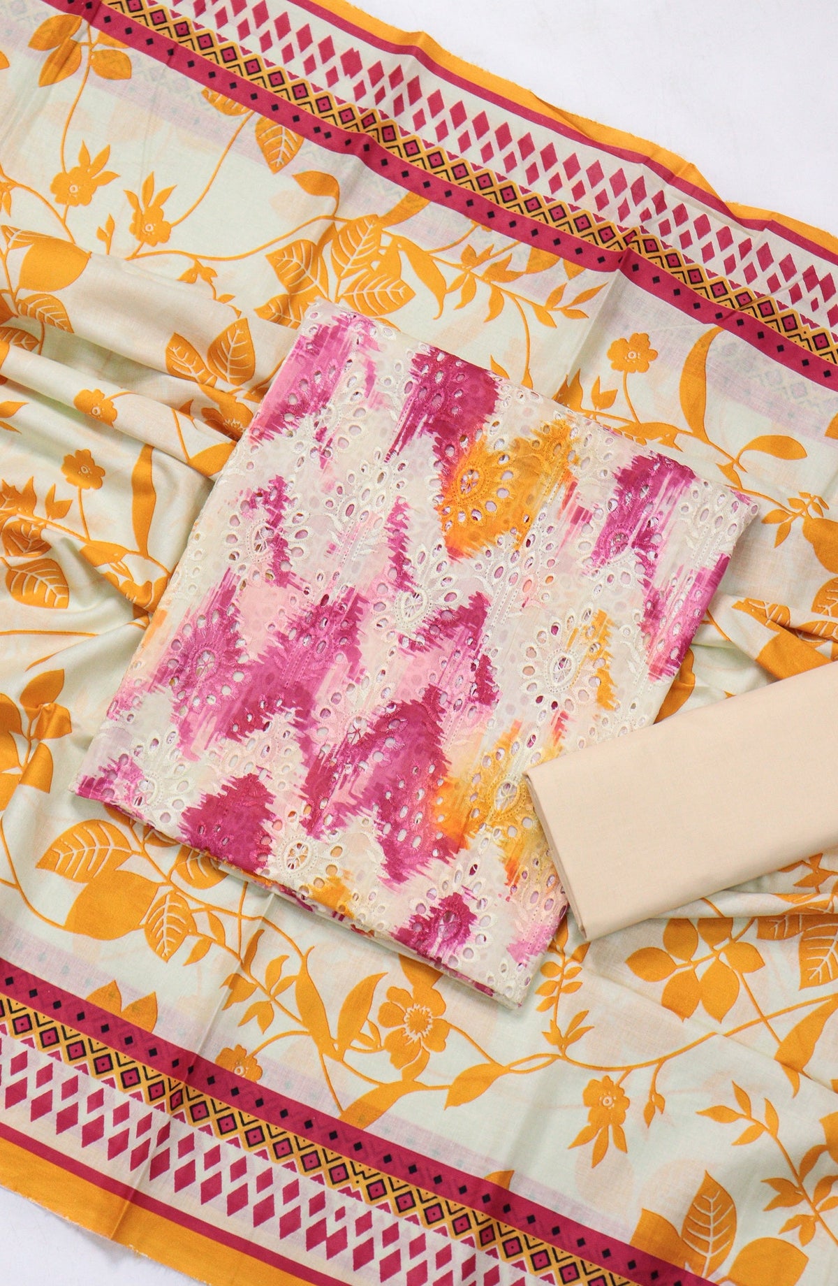 Amna Khadija Fancy Embroidered Lawn Unstitched 3 Piece Suit - D-04 - AM26FNC - Pink - Summer Collection