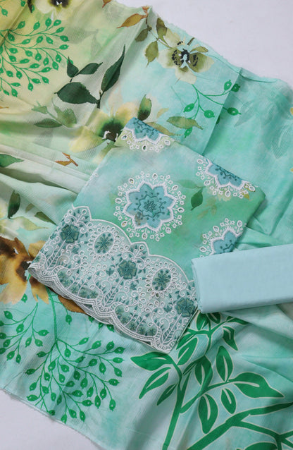 Amna Khadija Fancy Embroidered Lawn Unstitched 3 Piece Suit - EFU-02 - AM26FNC - Green - Summer Collection