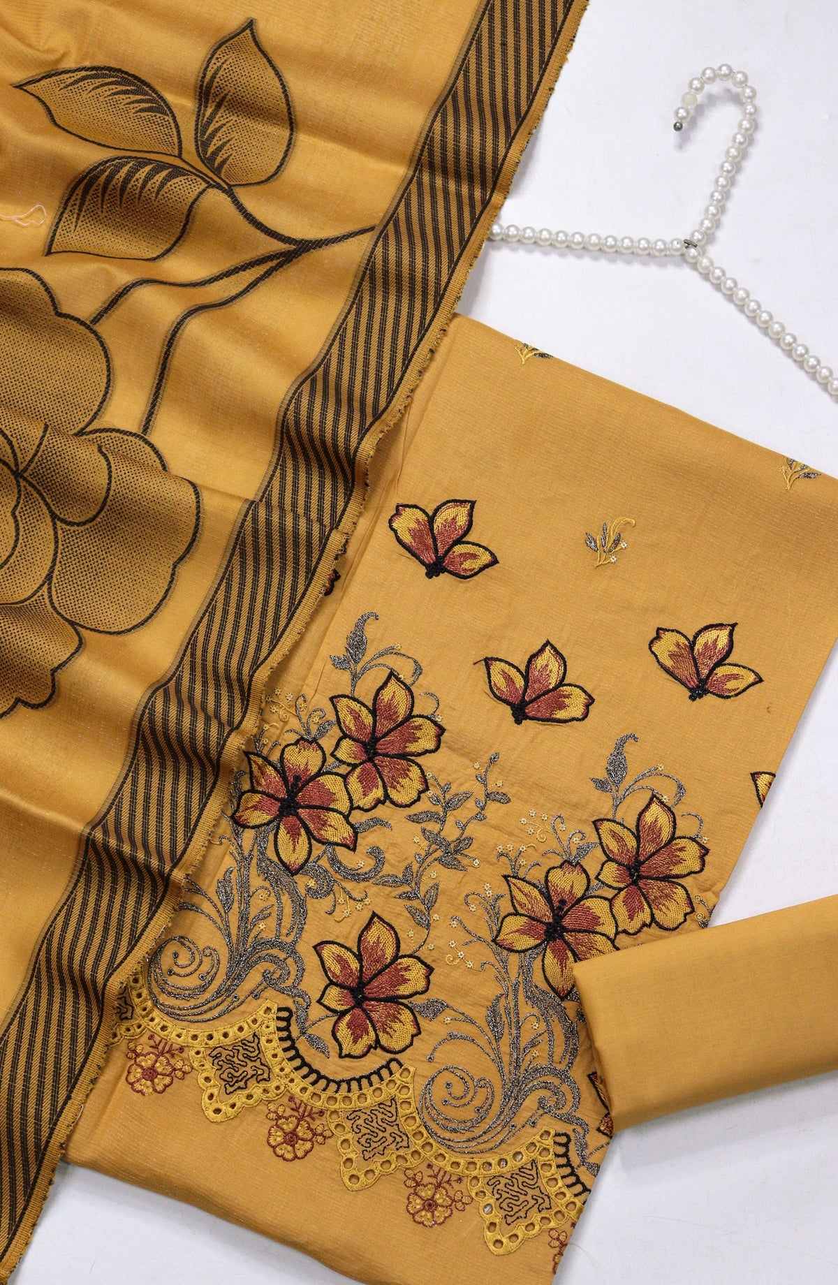 Amna Khadija Fancy Embroidered Chikankari Unstitched 3 Piece Suit - SBD-02 - AM26FNC - Yellow - Summer Collection