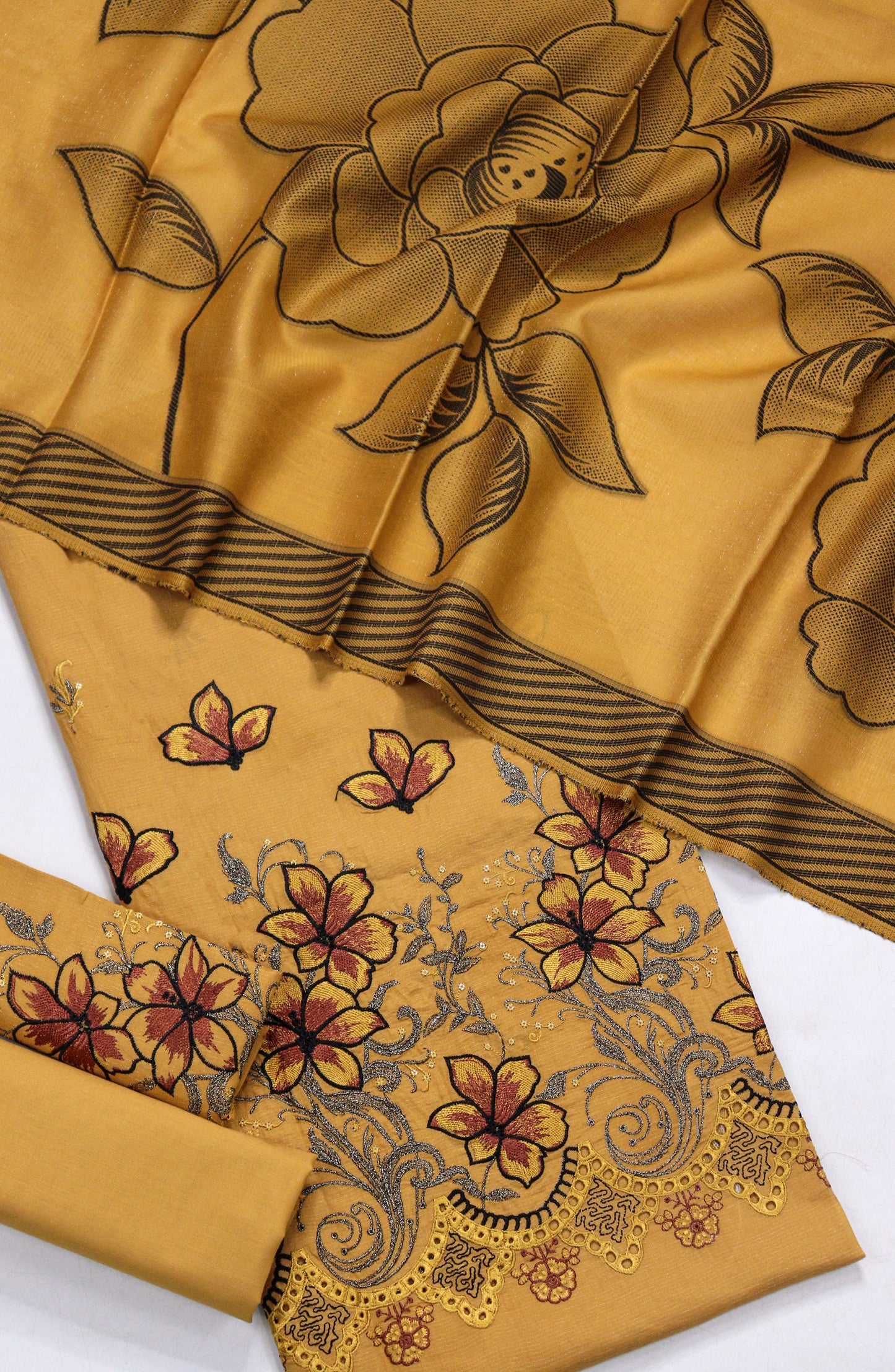 Amna Khadija Fancy Embroidered Chikankari Unstitched 3 Piece Suit - SBD-02 - AM26FNC - Yellow - Summer Collection