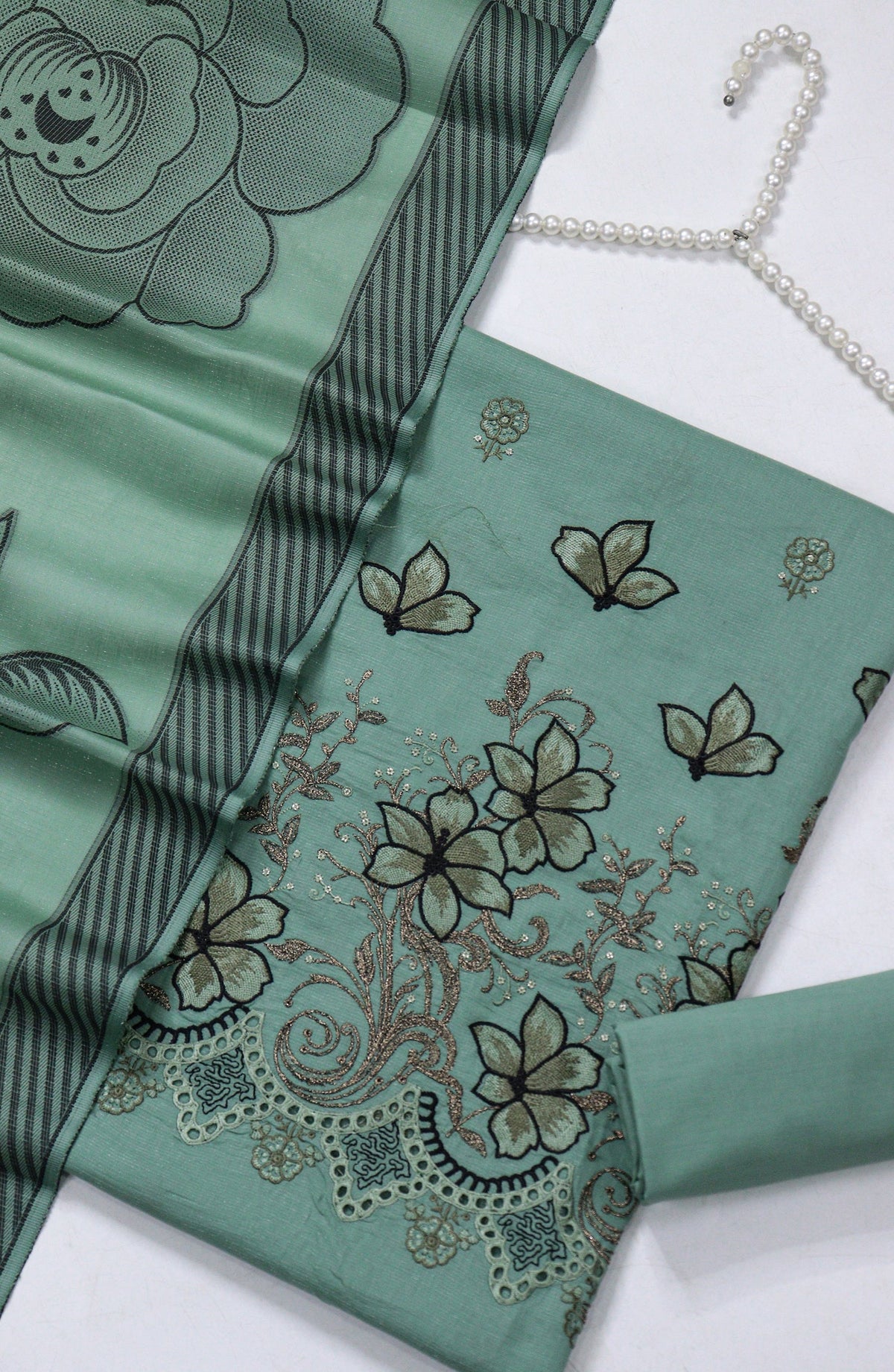 Amna Khadija Fancy Embroidered Chikankari Unstitched 3 Piece Suit - SBD-01 - AM26FNC - Green - Summer Collection