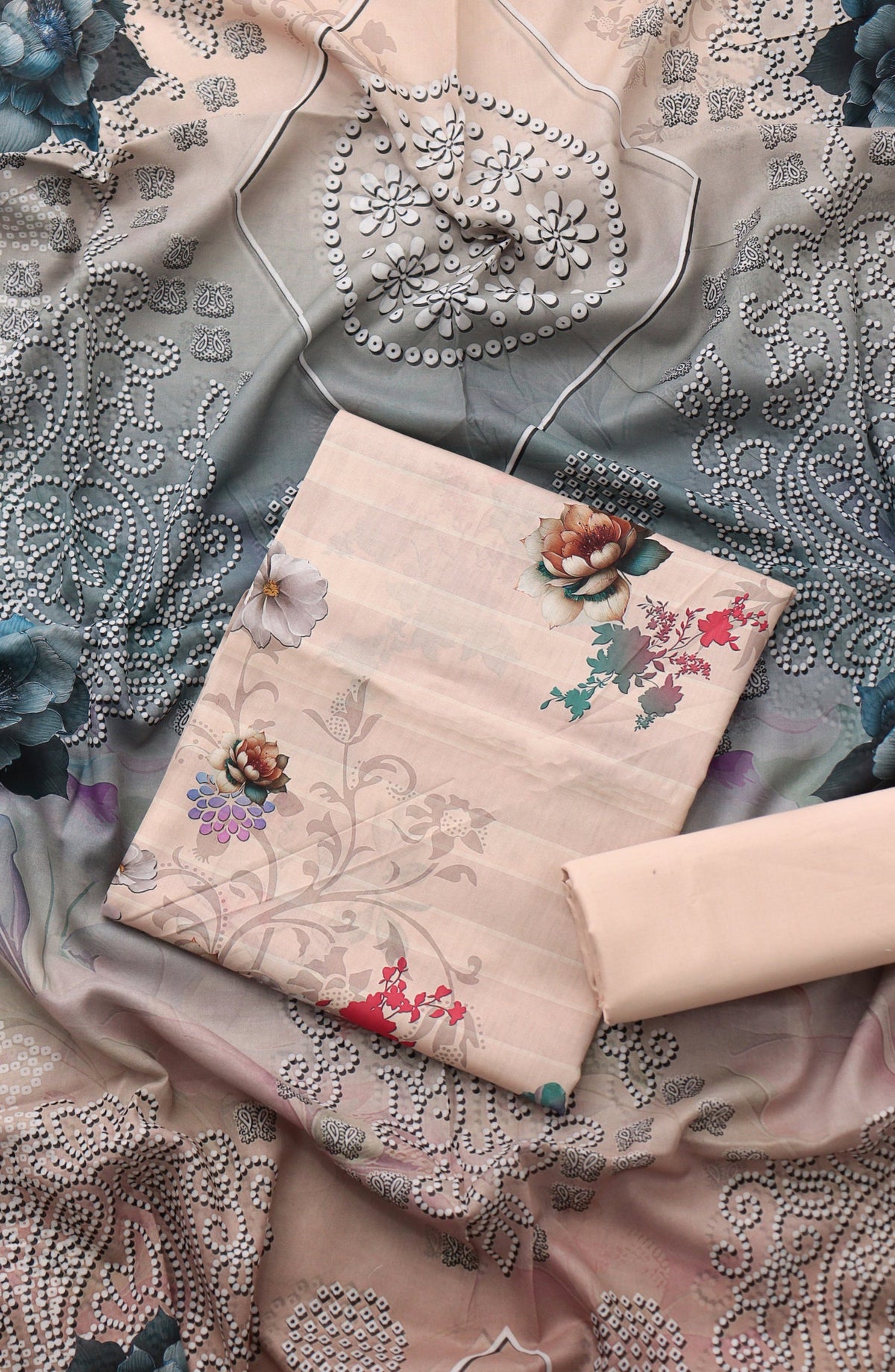 Amna Khadija Fancy Printed Lawn Unstitched 3 Piece Suit - CD-03 - AM26FNC - Peach - Summer Collection