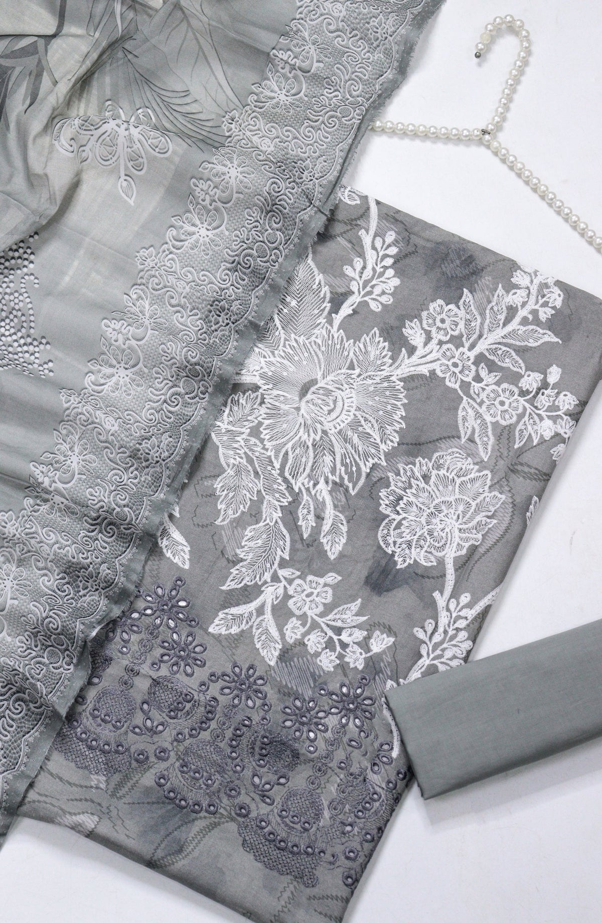 Amna Khadija Fancy Embroidered Lawn Unstitched 3 Piece Suit - BLD-01 - AM26FNC - Grey - Summer Collection