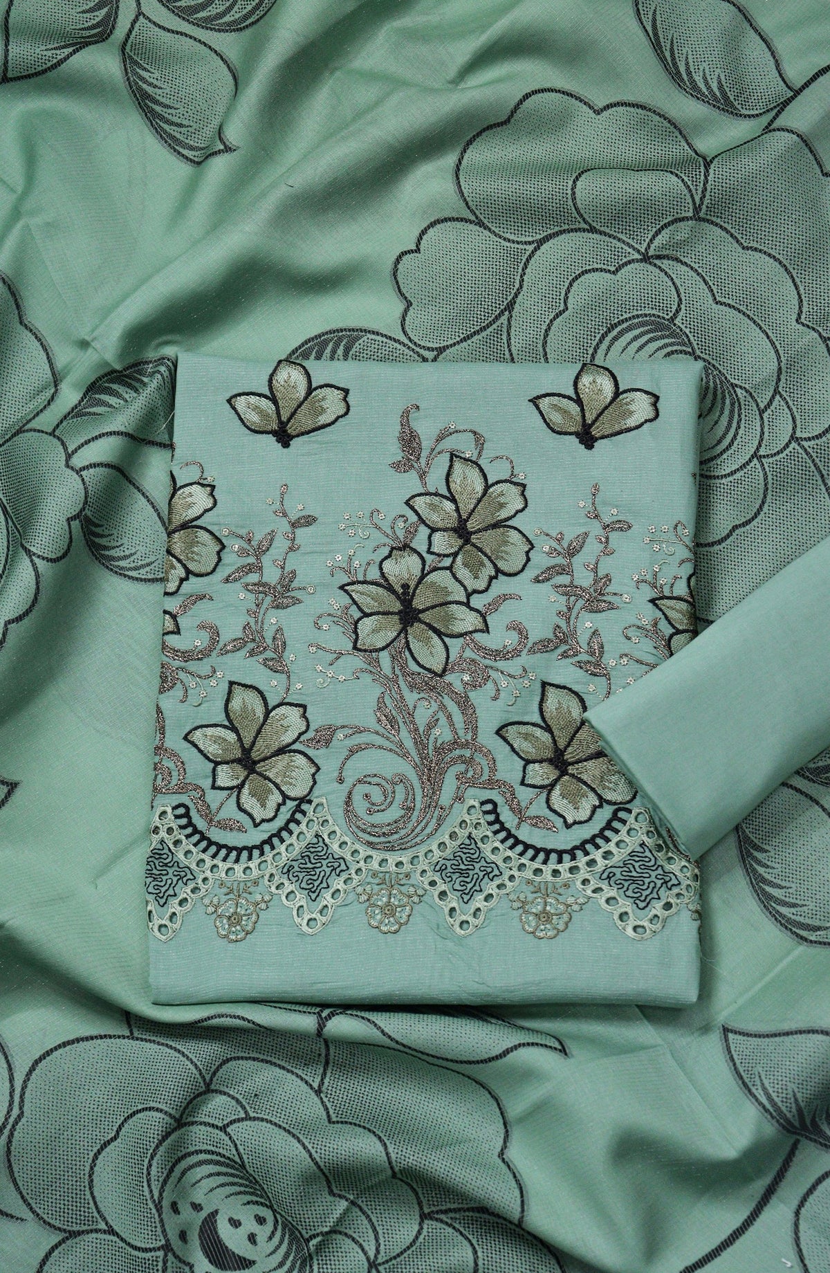 Amna Khadija Fancy Embroidered Chikankari Unstitched 3 Piece Suit - SBD-01 - AM26FNC - Green - Summer Collection