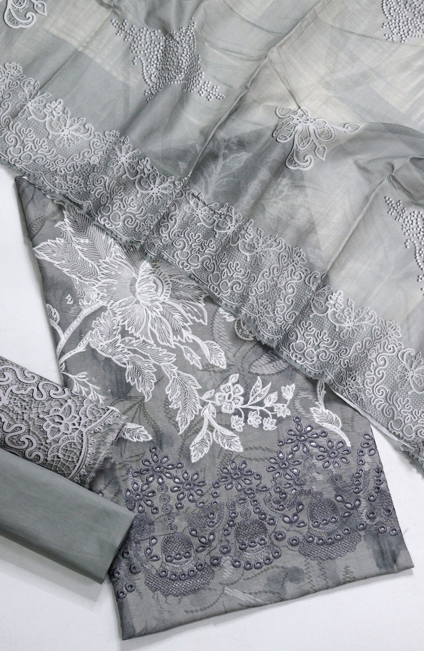 Amna Khadija Fancy Embroidered Lawn Unstitched 3 Piece Suit - BLD-01 - AM26FNC - Grey - Summer Collection