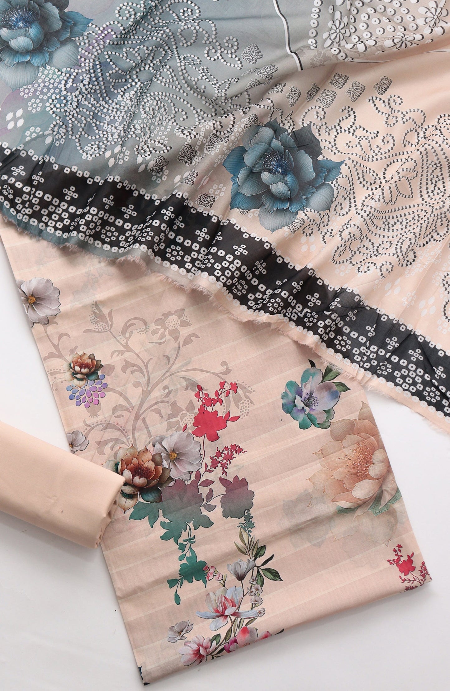 Amna Khadija Fancy Printed Lawn Unstitched 3 Piece Suit - CD-03 - AM26FNC - Peach - Summer Collection