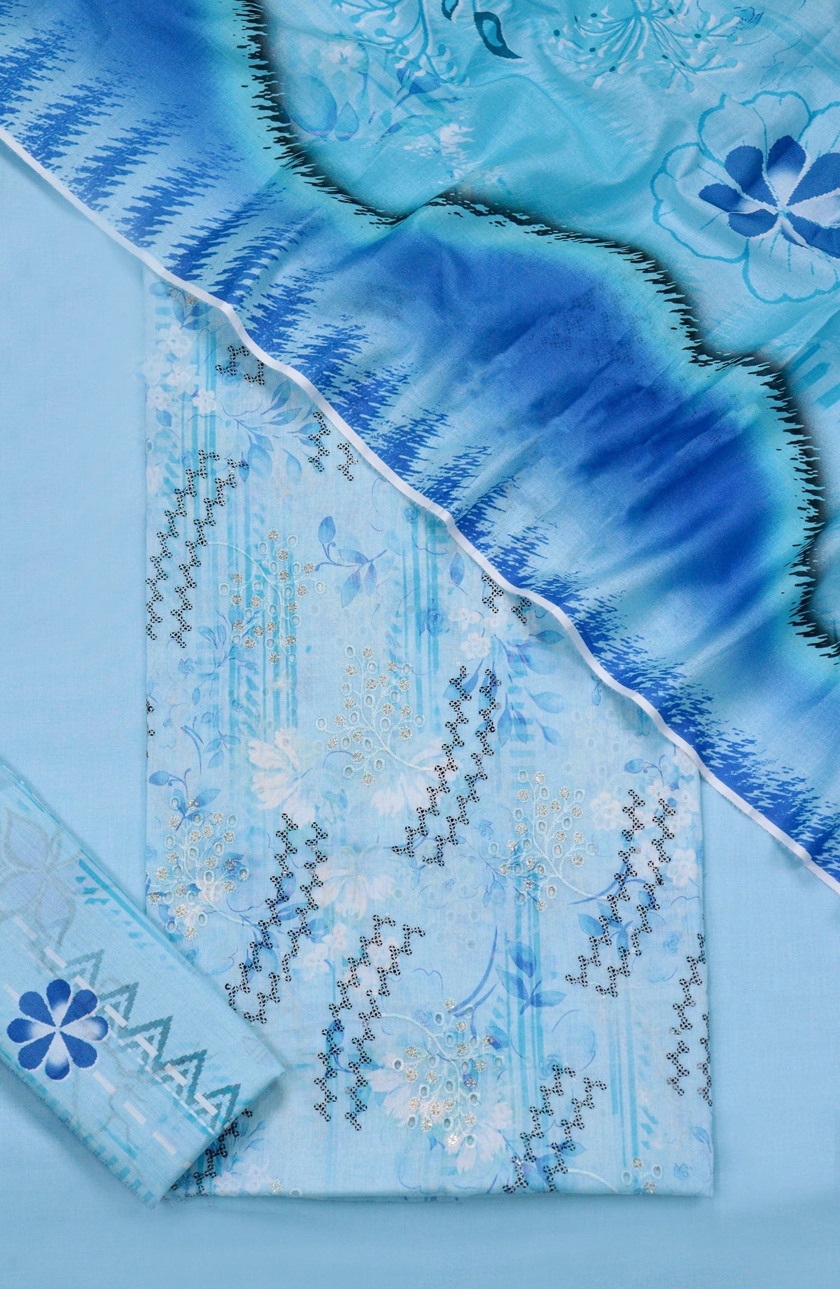 Amna Khadija Embroidered Lawn Unstitched 3 Piece Suit - Design-02 - AM26FNC - Blue - Summer Collection
