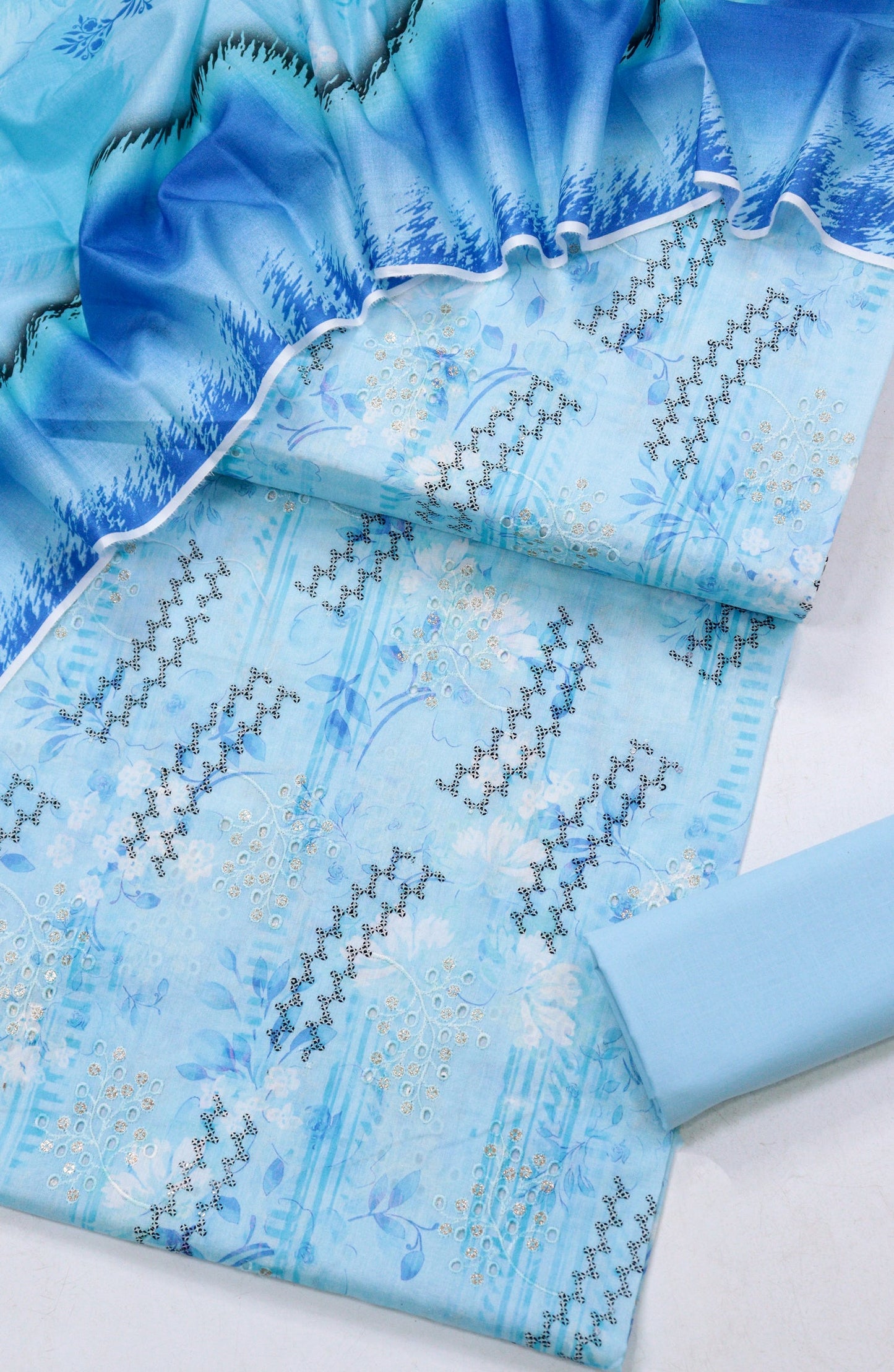 Amna Khadija Embroidered Lawn Unstitched 3 Piece Suit - Design-02 - AM26FNC - Blue - Summer Collection