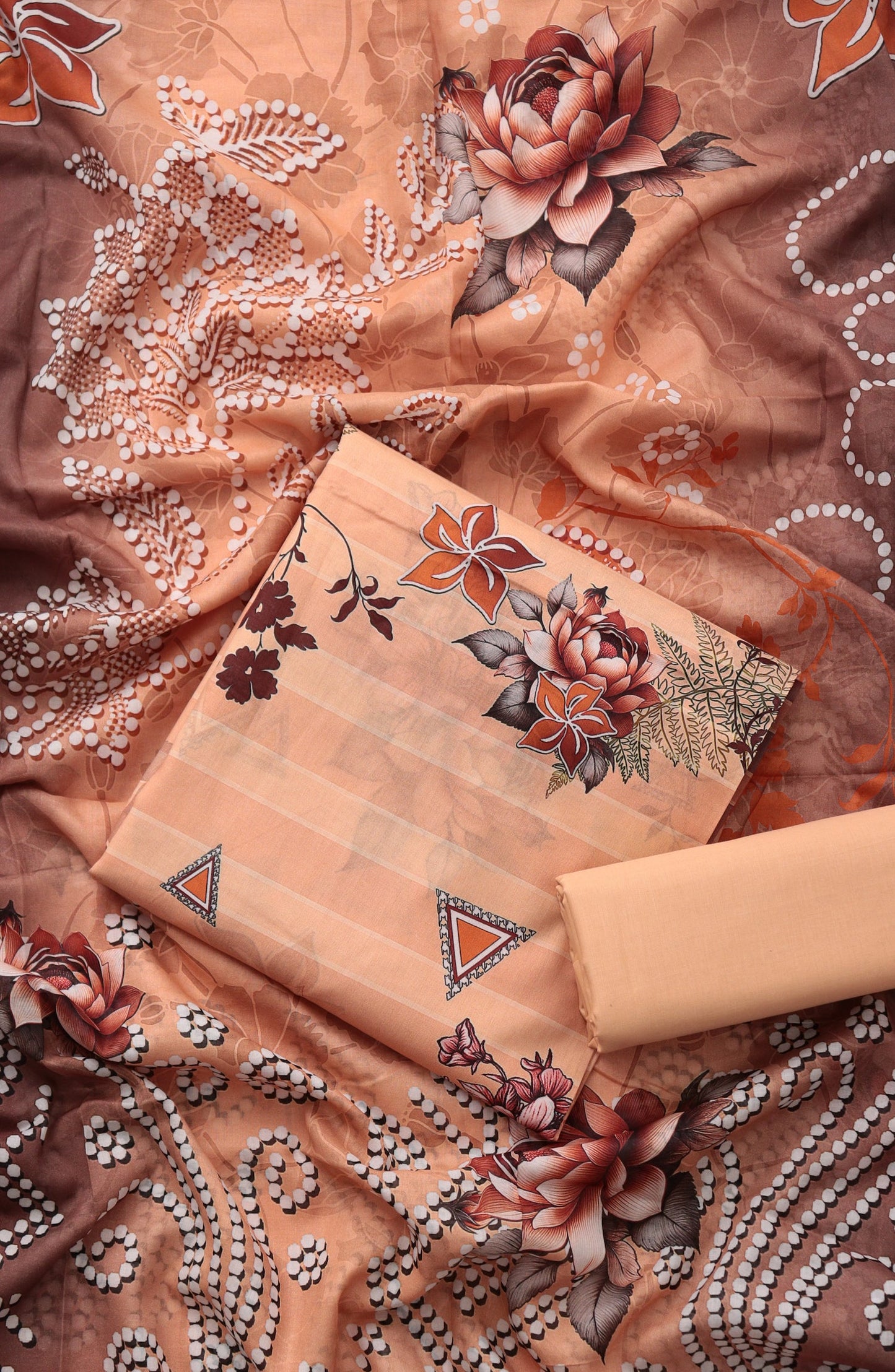 Amna Khadija Fancy Printed Lawn Unstitched 3 Piece Suit - CD-02 - AM26FNC - Peach - Summer Collection