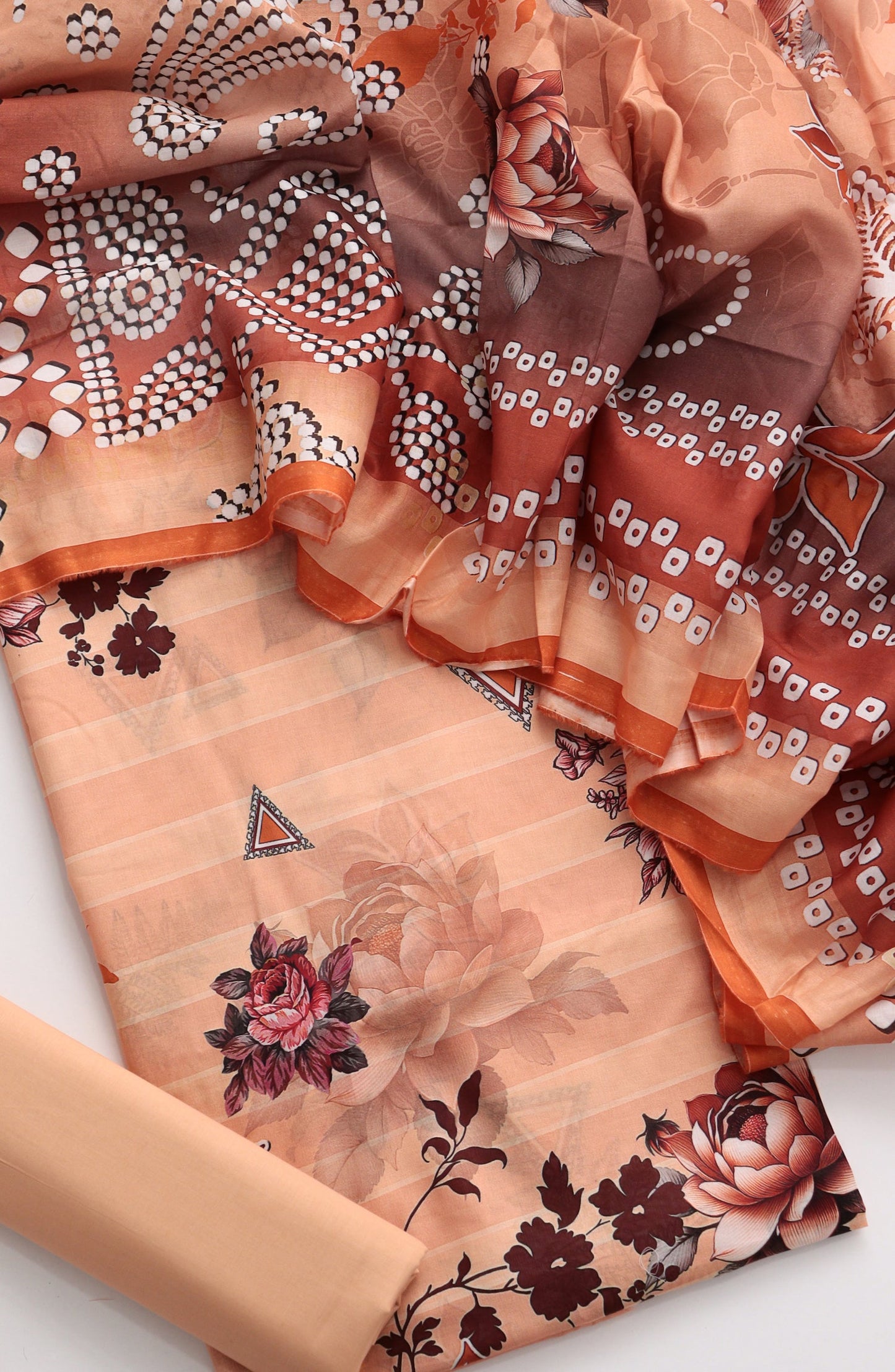 Amna Khadija Fancy Printed Lawn Unstitched 3 Piece Suit - CD-02 - AM26FNC - Peach - Summer Collection