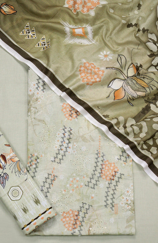 Amna Khadija Embroidered Lawn Unstitched 3 Piece Suit - Design-01 - AM26FNC - Green - Summer Collection