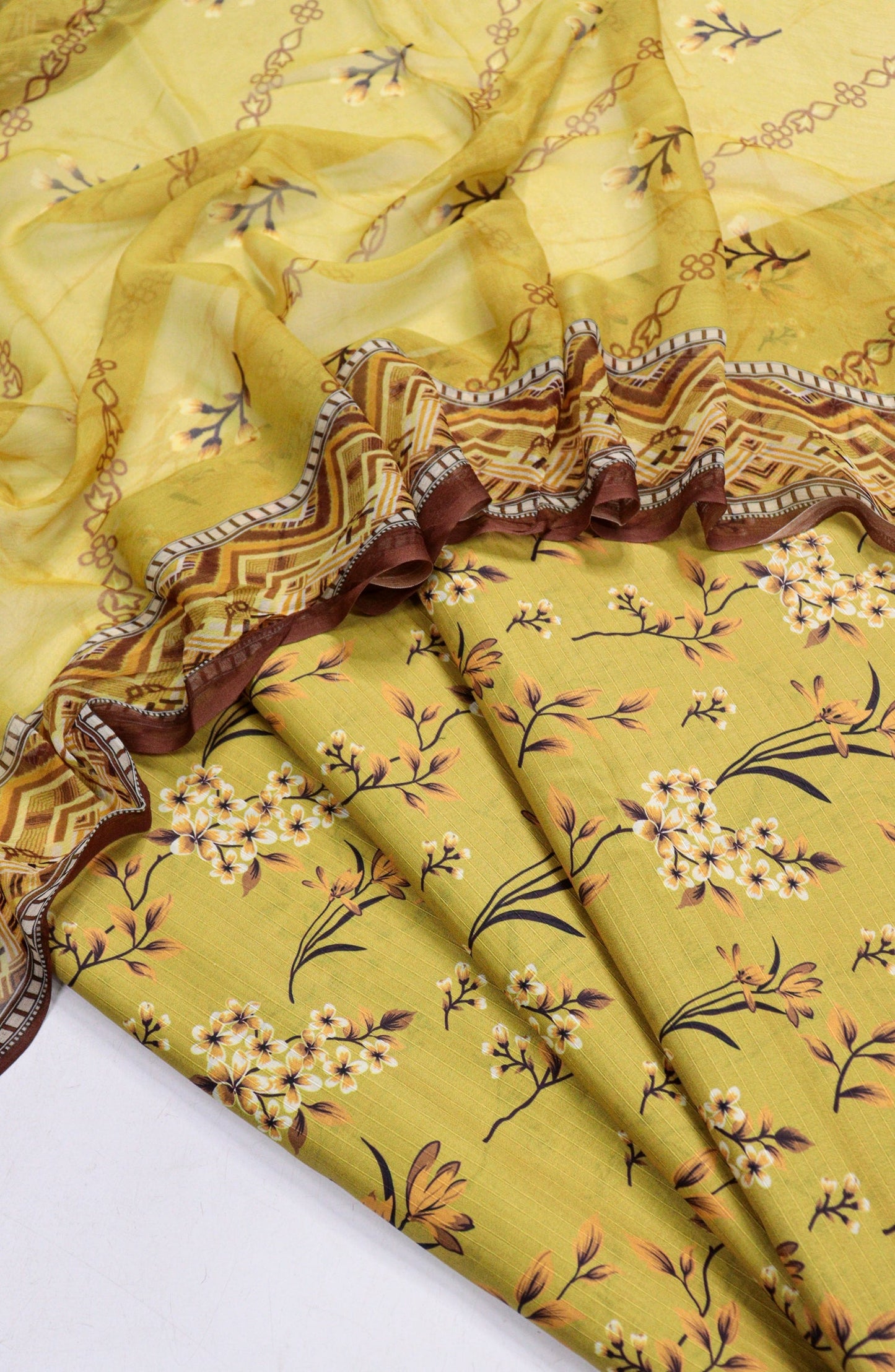 Amna Khadija Printed Bana Dora Unstitched 3 Piece Suit - D-15 - AM26FNC - Yellow - Summer Collection