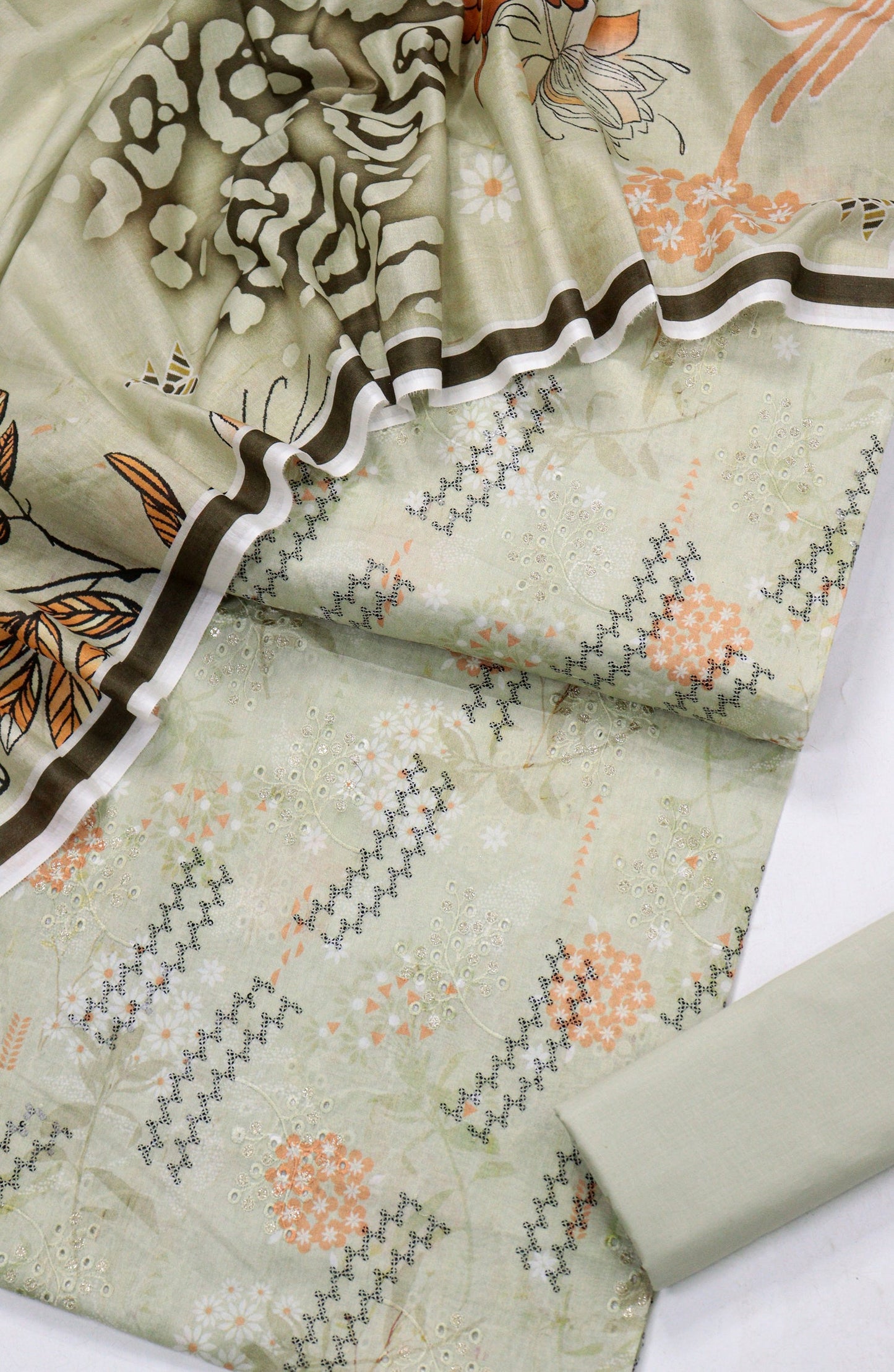 Amna Khadija Embroidered Lawn Unstitched 3 Piece Suit - Design-01 - AM26FNC - Green - Summer Collection