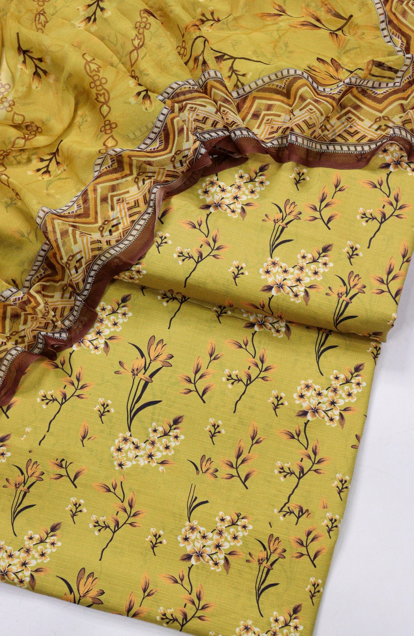 Amna Khadija Printed Bana Dora Unstitched 3 Piece Suit - D-15 - AM26FNC - Yellow - Summer Collection