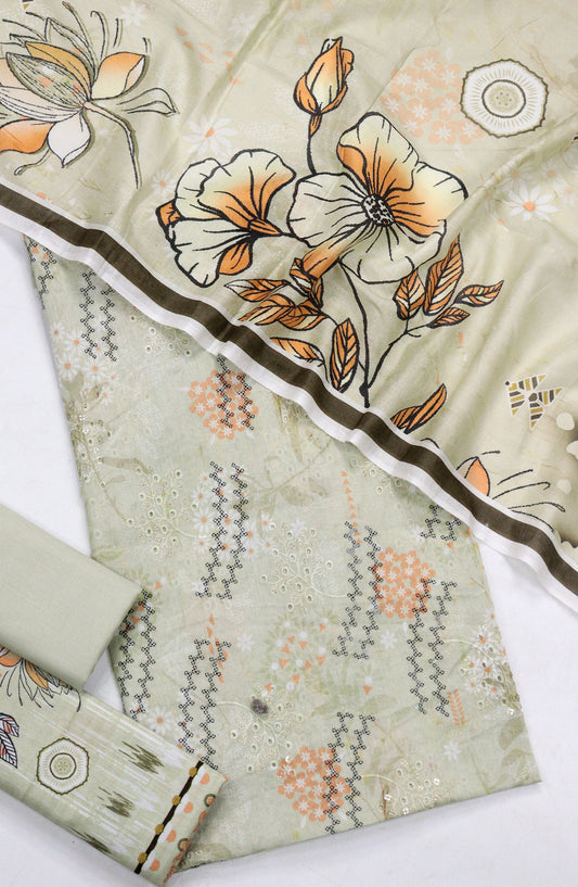 Amna Khadija Embroidered Lawn Unstitched 3 Piece Suit - Design-01 - AM26FNC - Green - Summer Collection