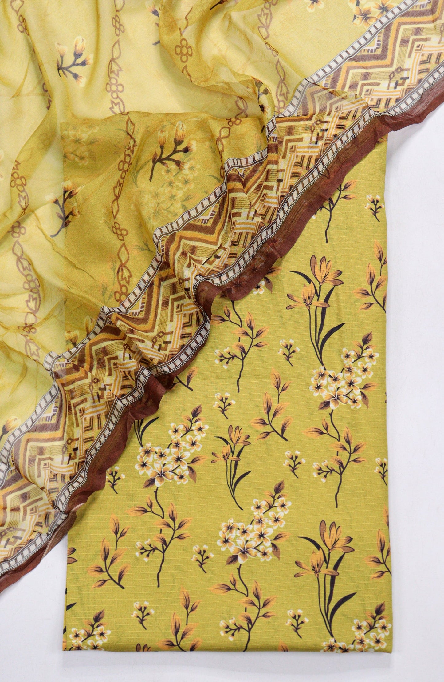 Amna Khadija Printed Bana Dora Unstitched 3 Piece Suit - D-15 - AM26FNC - Yellow - Summer Collection