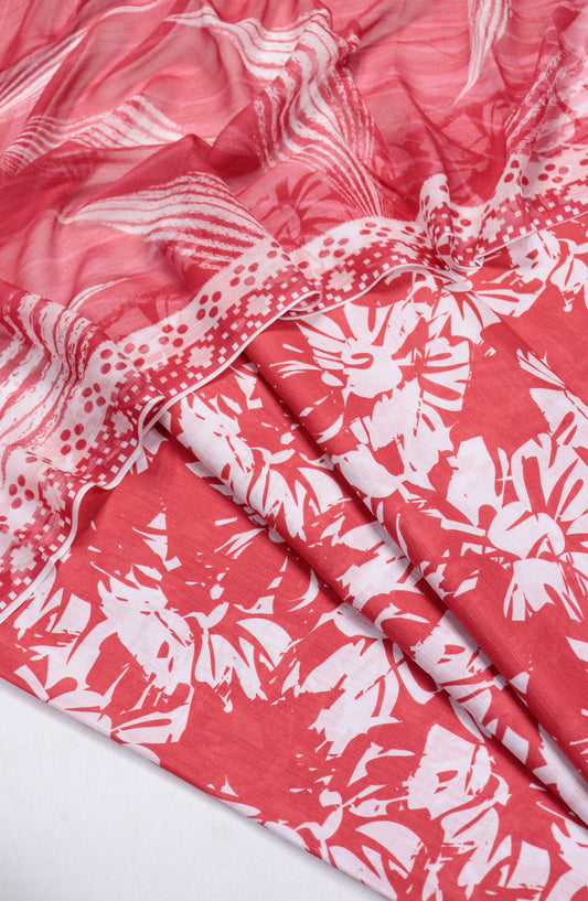 Amna Khadija Printed Bana Dora Unstitched 3 Piece Suit - D-11 - AM26FNC - Red - Summer Collection