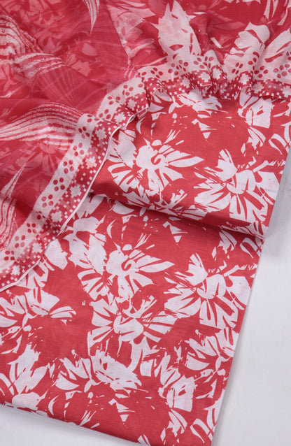 Amna Khadija Printed Bana Dora Unstitched 3 Piece Suit - D-11 - AM26FNC - Red - Summer Collection