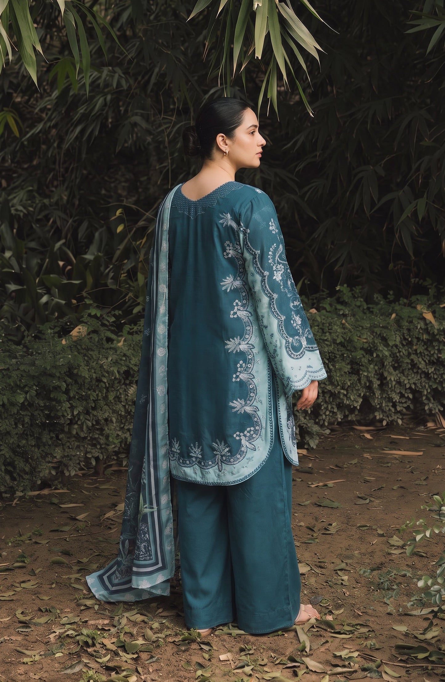 Amna Khadija Joy Ishqia Embroidered Lawn Stitched 3 Piece Suit - AKJ-01 - AM26JYQ - Teal - Summer Collection