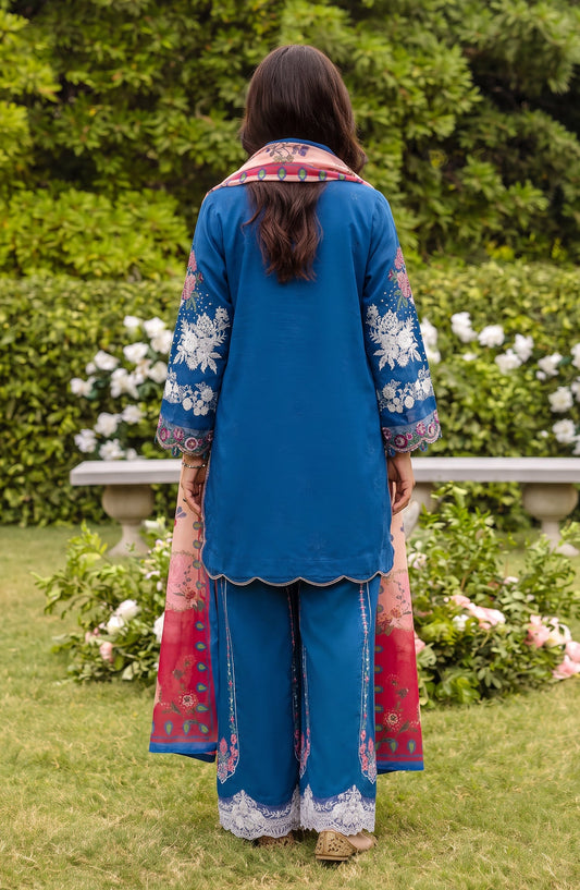 Amna Khadija Joy Ishqia Embroidered Lawn Stitched 3 Piece Suit - AKJ-03 - AM26JYQ - Blue - Summer Collection