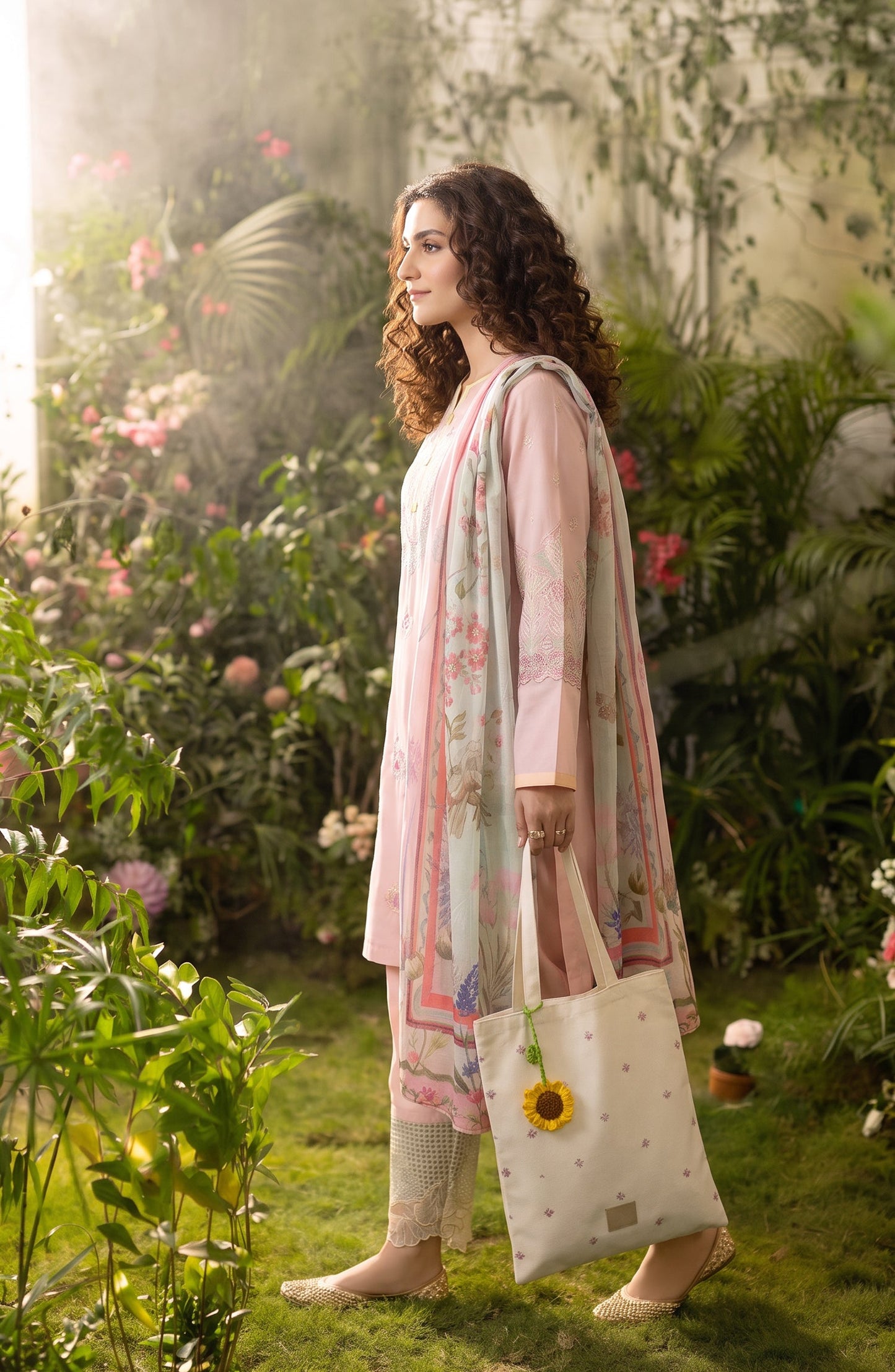 Amna Khadija Joy Ishqia Embroidered Lawn Stitched 3 Piece Suit - AKJ-07 - AM26JYQ - Pink - Summer Collection