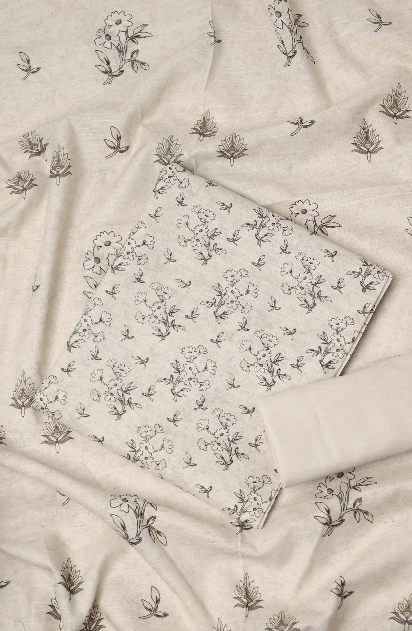Amna Khadija Printed Lawn Unstitched 3 Piece Suit - MD-01 - AM26MTHR - Light Brown - Summer Collection