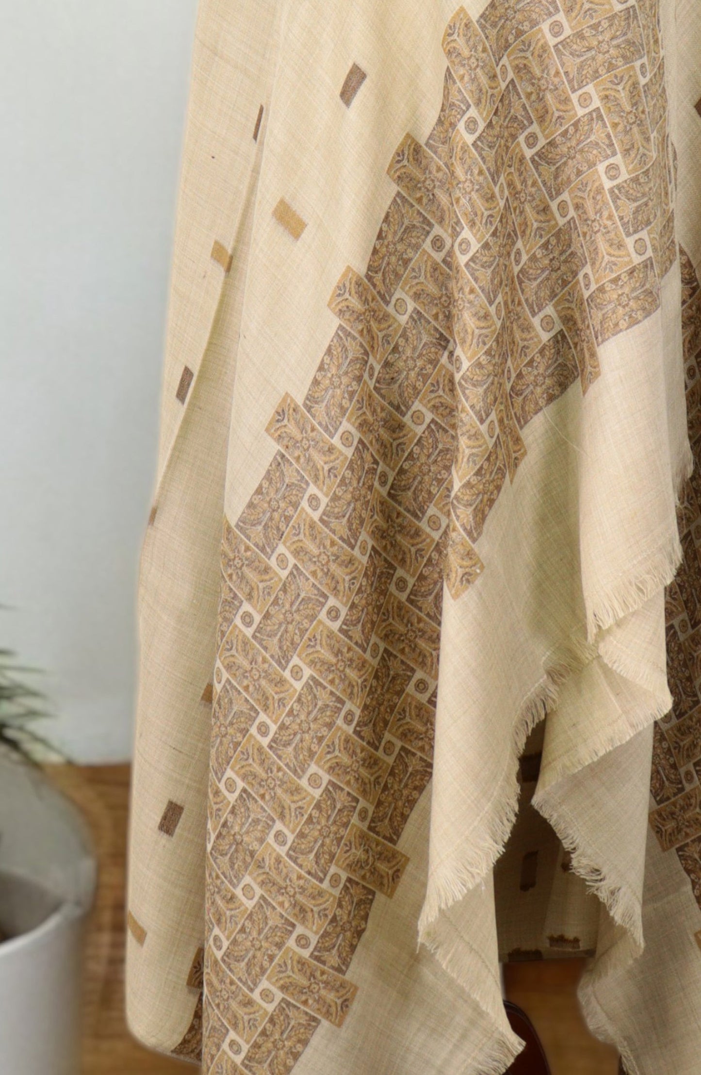 Amna Khadija Premium Pashmina Jacquard Shawl - D-8 - AM259601490 - Fawn - Winter Collection