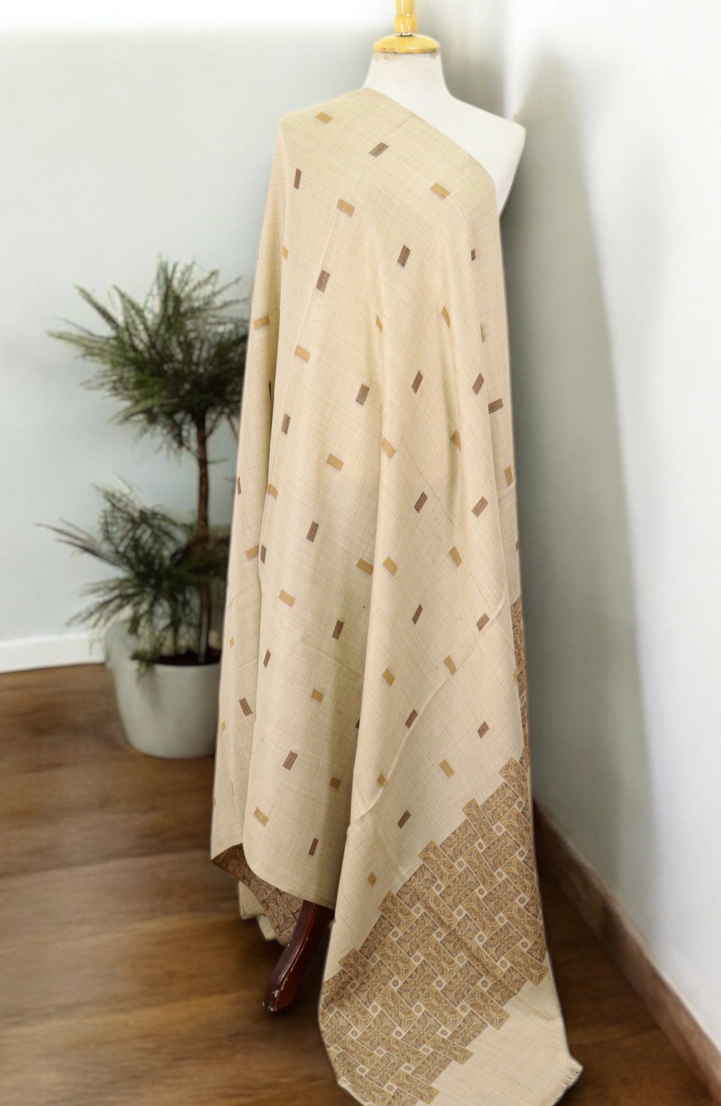 Amna Khadija Premium Pashmina Jacquard Shawl - D-8 - AM259601490 - Fawn - Winter Collection