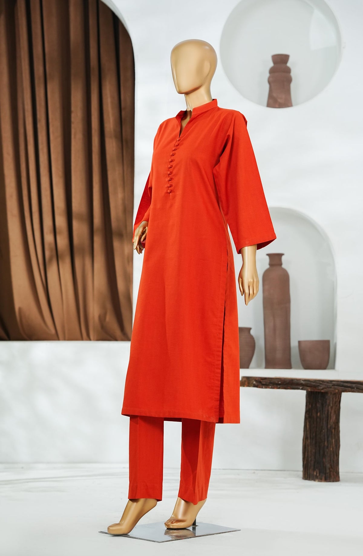 Amna Khadija Printed Cotton Stitched 2 Piece Suit - DPSS-05 - AM26DPSS - Orange - Daily Wear Collection