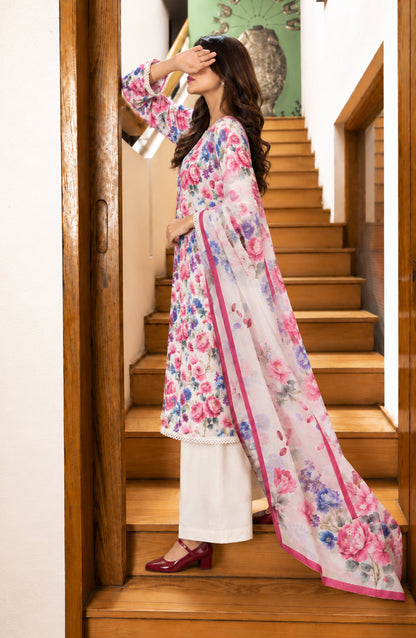 Amna Khadija Printed Cotton Stitched 3 Piece Suit - AKED-02 - AM26VRY - Pink - Summer Collection