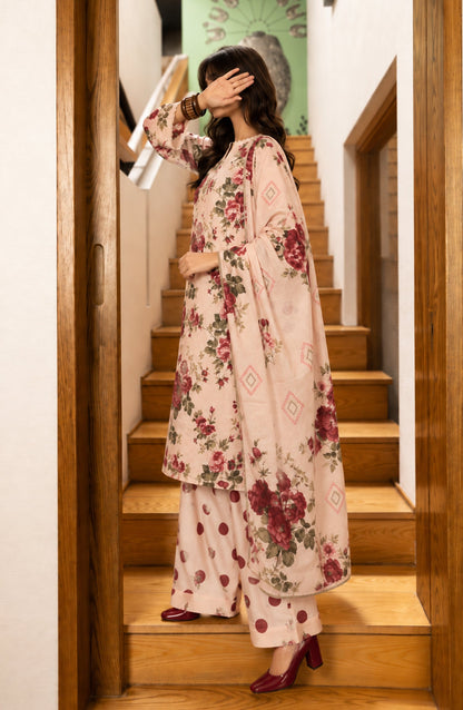 Amna Khadija Printed Cotton Stitched 3 Piece Suit - AKED-04 - AM26VRY - Fawn - Summer Collection