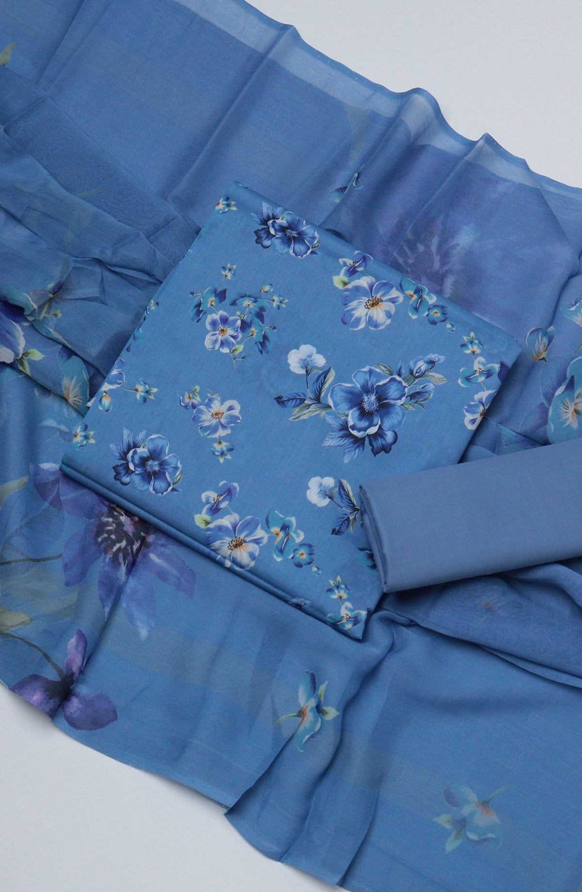 Amna Khadija Printed Lawn Unstitched 3 Piece Suit - D-02 - AM26PTX - Blue - Summer Collection
