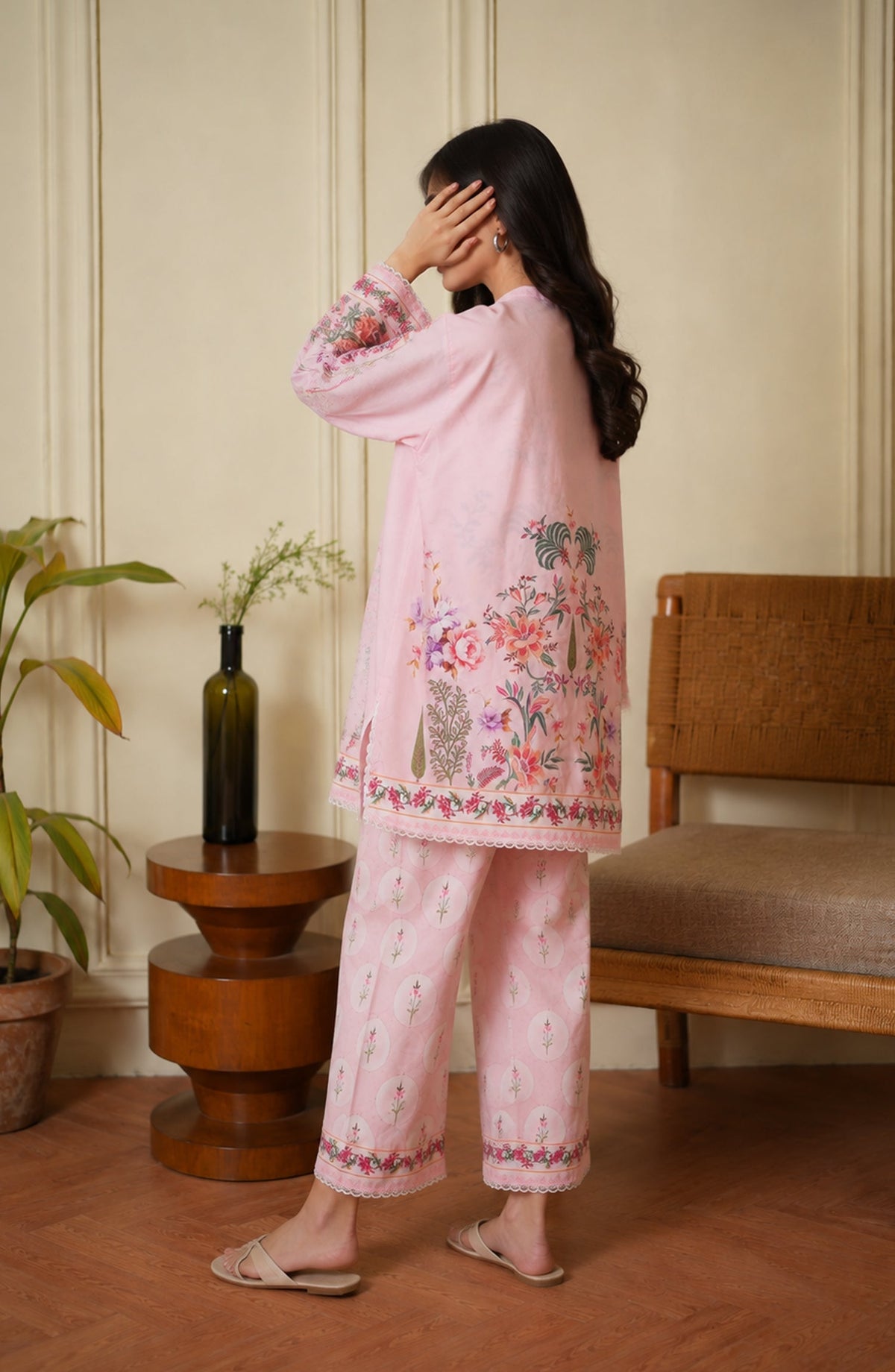 Amna Khadija Rozana Printed Polly Silk Stitched 2 Piece Co-ord Set - AKR-03 - AM26ROZN - Pink - Summer Collection