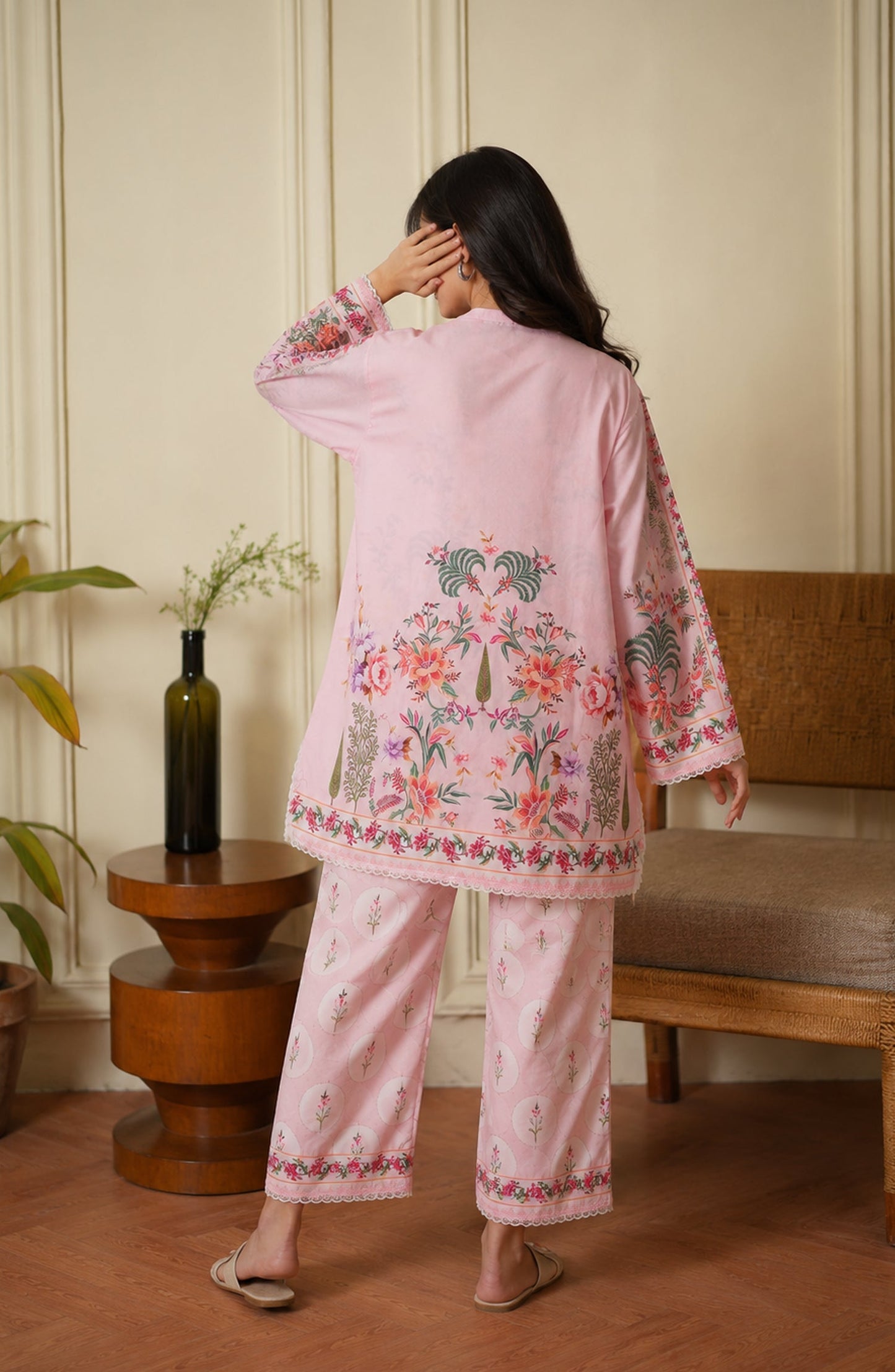 Amna Khadija Rozana Printed Polly Silk Stitched 2 Piece Co-ord Set - AKR-03 - AM26ROZN - Pink - Summer Collection