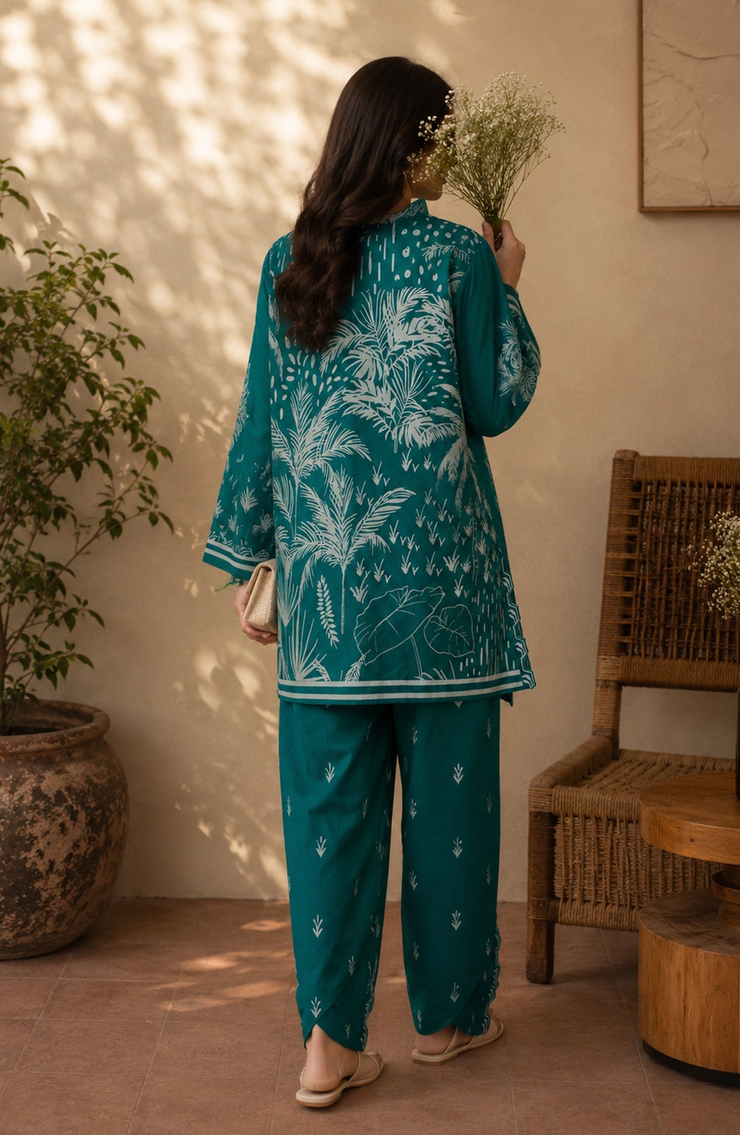 Amna Khadija Rozana Printed Polly Silk Stitched 2 Piece Co-ord Set - AKR-06 - AM26ROZN - Green - Summer Collection