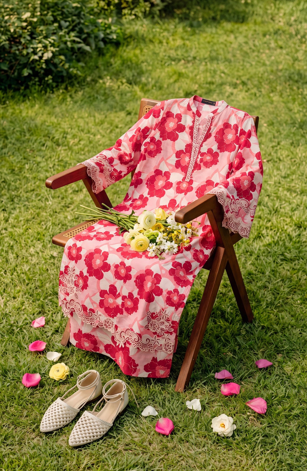 Amna Khadija Summer Essentials Embroidered Chikankari Lawn Stitched 2 Piece Co-ord Set - AKSE-28 - AM26FRUO - Pink - Summer Collection