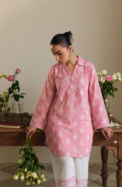Amna Khadija Sureeli Embroidered Cotton Lawn Stitched 2 Piece Co-ord Set - AKSC-03 - AM26RLI - Pink - Summer Collection
