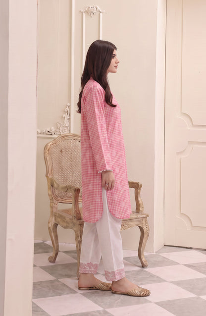 Amna Khadija Sureeli Embroidered Cotton Lawn Stitched 2 Piece Co-ord Set - AKSC-03 - AM26RLI - Pink - Summer Collection