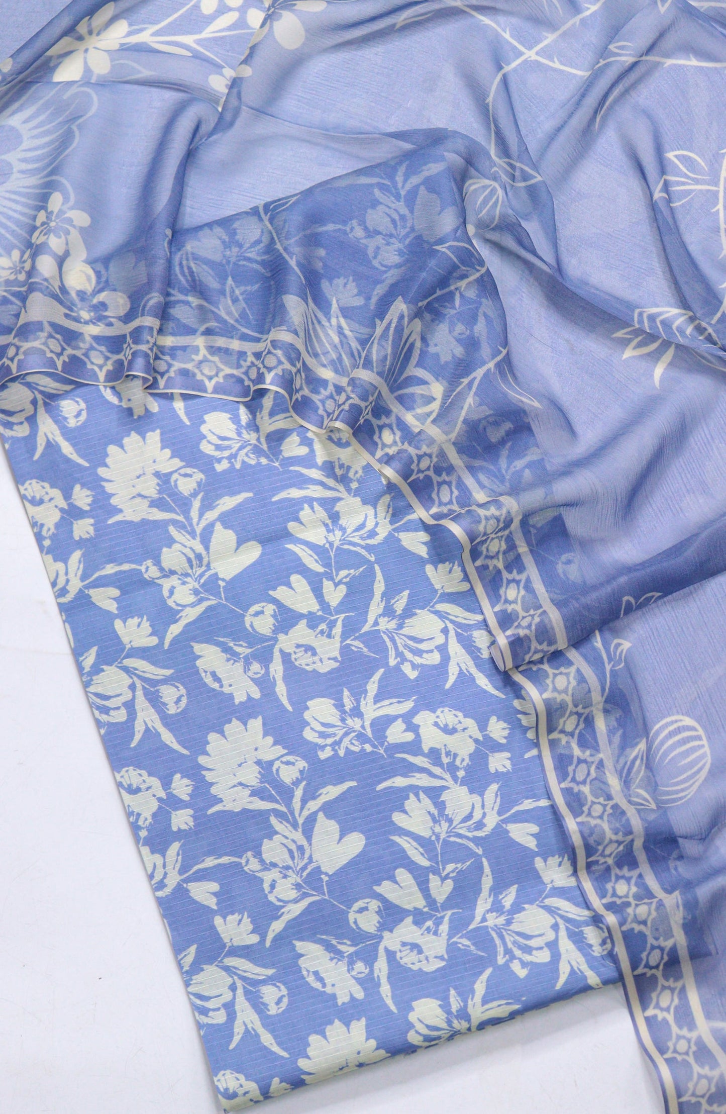 Amna Khadija Fancy Printed Lawn Unstitched 3 Piece Suit - D-05 - AM26FNC - Blue - Summer Collection