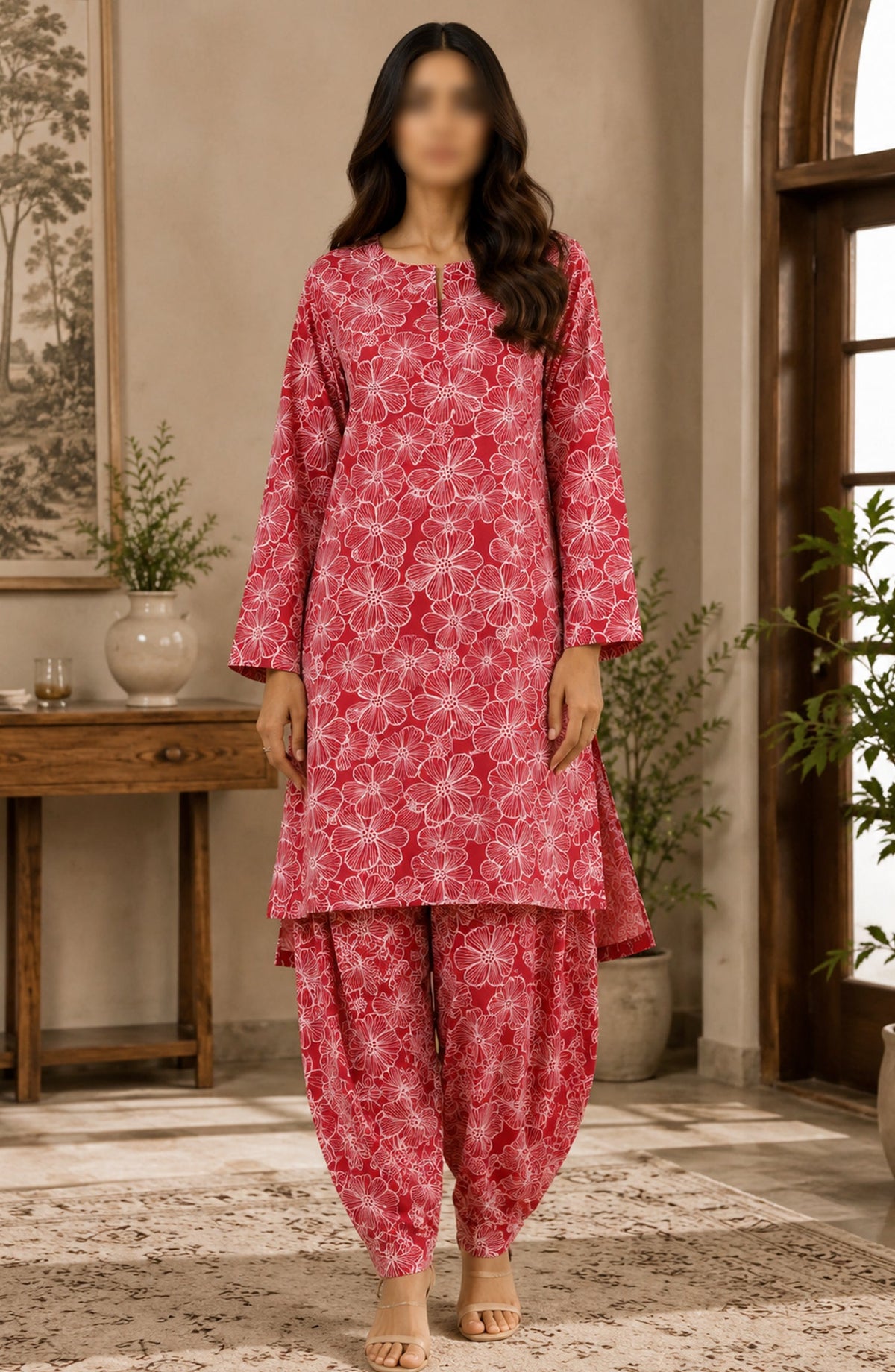 Amna Khadija Printed Lawn Unstitched 2 Piece Suit - PD-14 - AM26PDT - Pink - Summer Collection