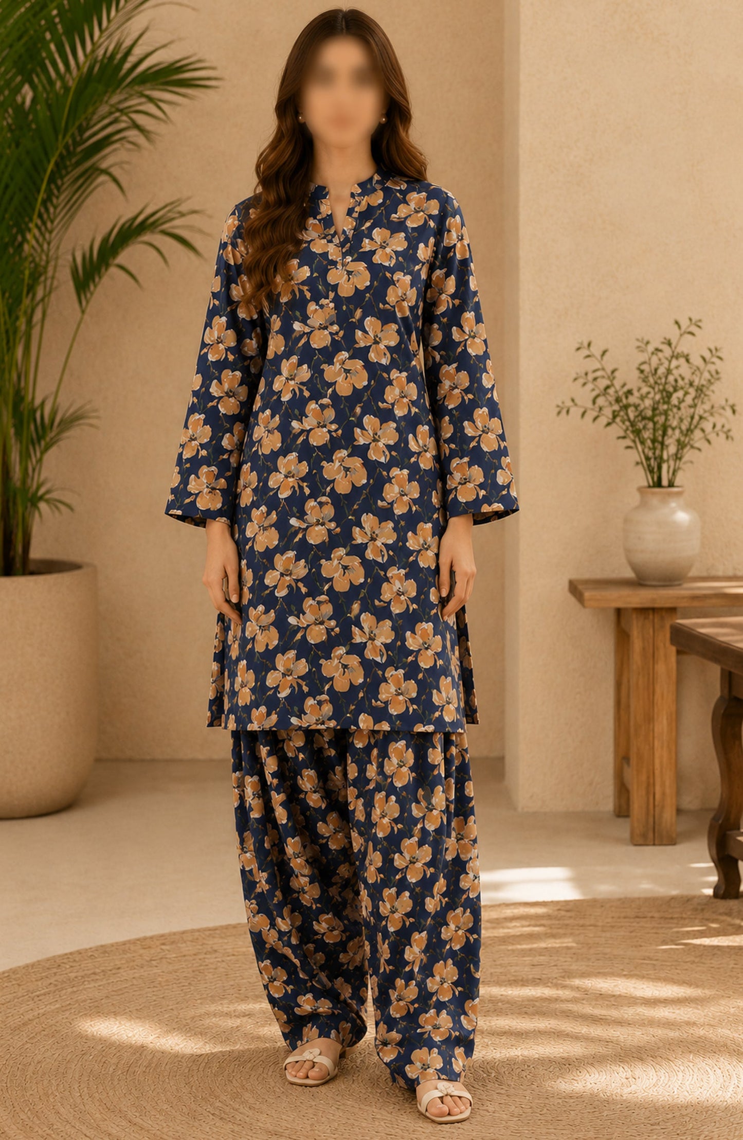 Amna Khadija Printed Lawn Unstitched 2 Piece Suit - PD-05 - AM26PDT - Blue - Summer Collection