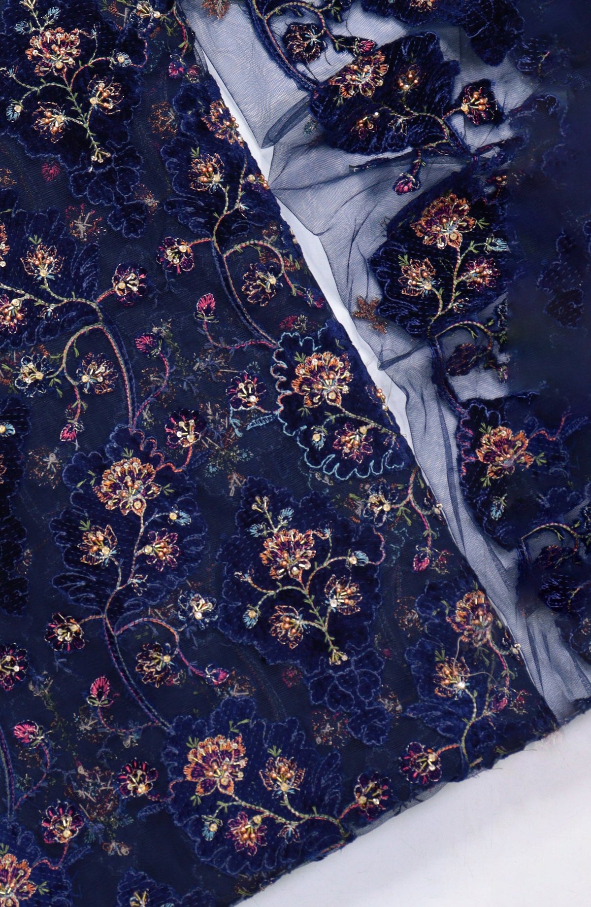 Amna Khadija Embroidered Net Velvet Unstitched 3 Piece Suit - Design-05 - AM25NTV - Blue - Winter Collection