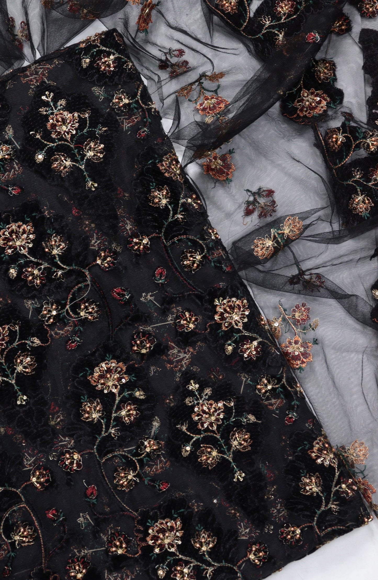 Amna Khadija Embroidered Net Velvet Unstitched 3 Piece Suit - Design-04 - AM25NTV - Black - Winter Collection