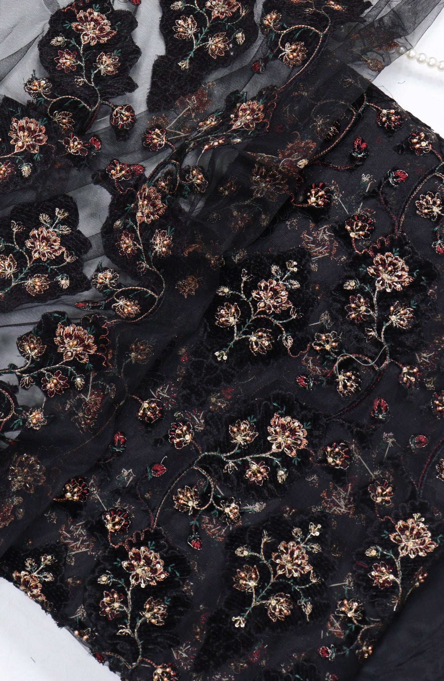 Amna Khadija Embroidered Net Velvet Unstitched 3 Piece Suit - Design-04 - AM25NTV - Black - Winter Collection