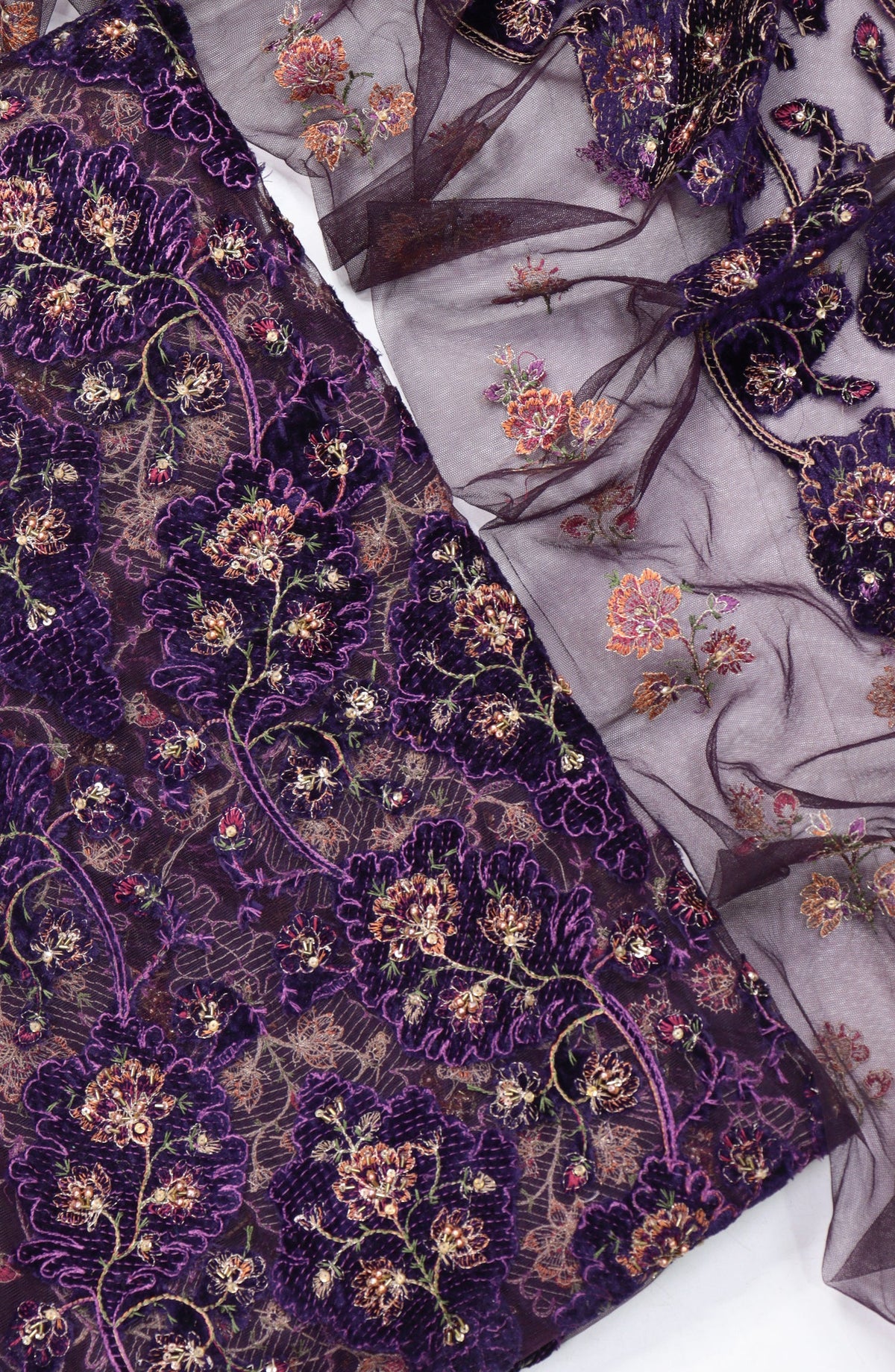 Amna Khadija Embroidered Net Velvet Unstitched 3 Piece Suit - Design-03 - AM25NTV - Purple - Winter Collection